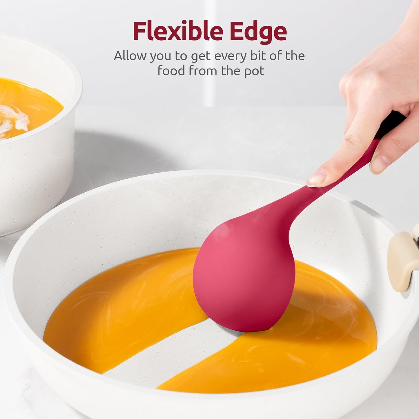 13 inch Silicone Soup Ladle: U-Taste 600ºF Heat Resistant 4 oz Large Non-Stick Seamless Rubber Kitchen Deep Serving Spoon with Non-Slip Solid Long Handle for Cooking Sauce/Stews/Gravies/Chili(Purple)