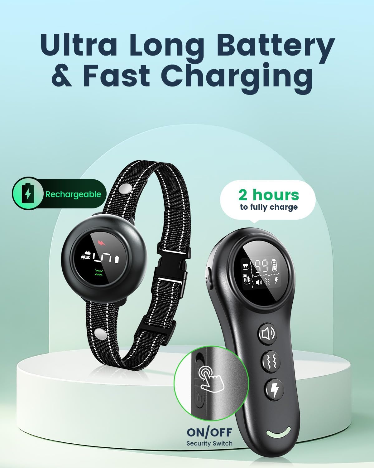 2-in-1 Dog Training Collar with Remote,Smart Anti Barking Device for Dog,Waterproof Dog Collar with 5 Adjustable Sensitivity for All Breeds,Rechargeable