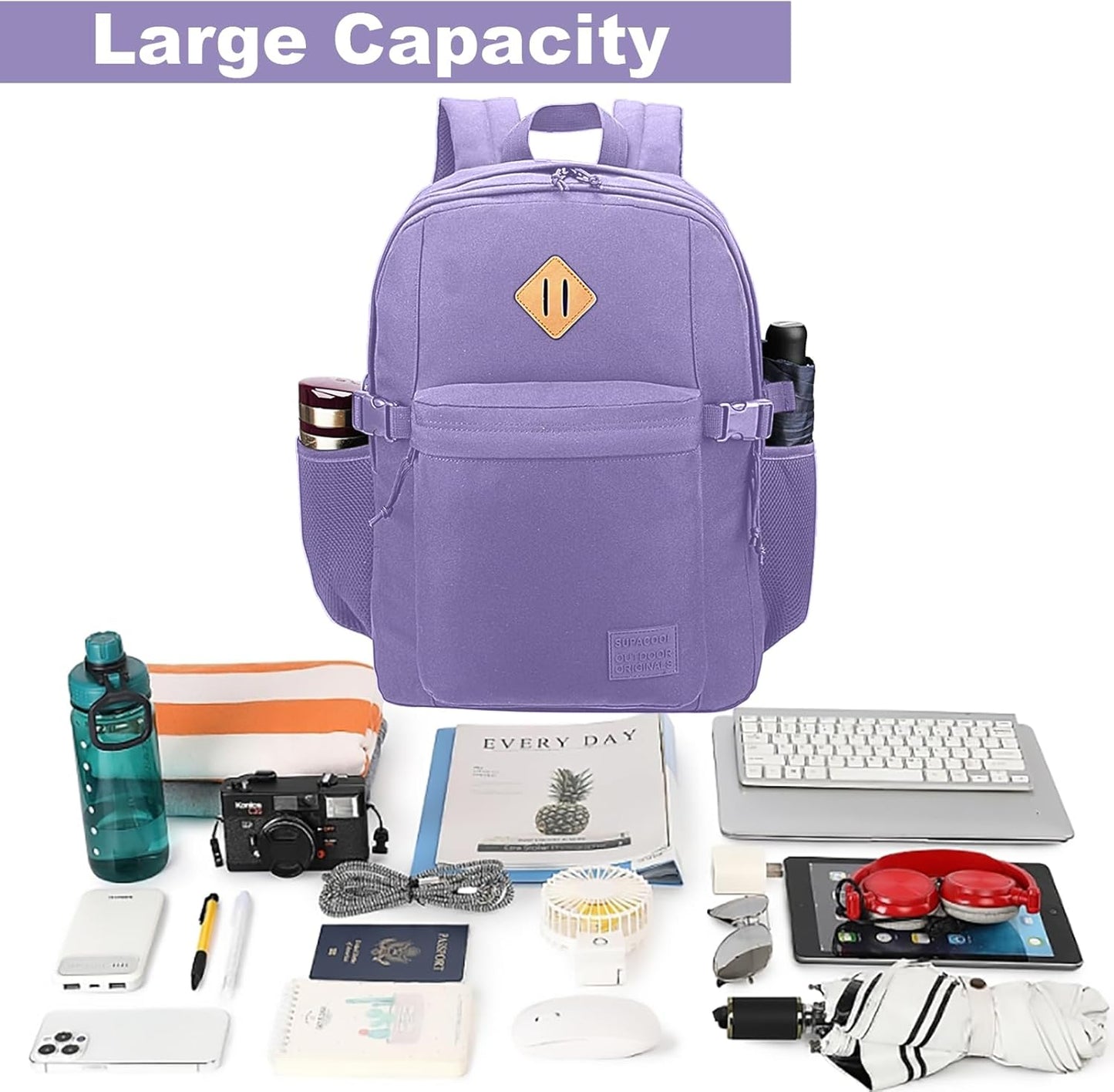 SUPACOOL Lightweight Casual Backpack for Men and Women, Large Backpack for School Boys and Girls