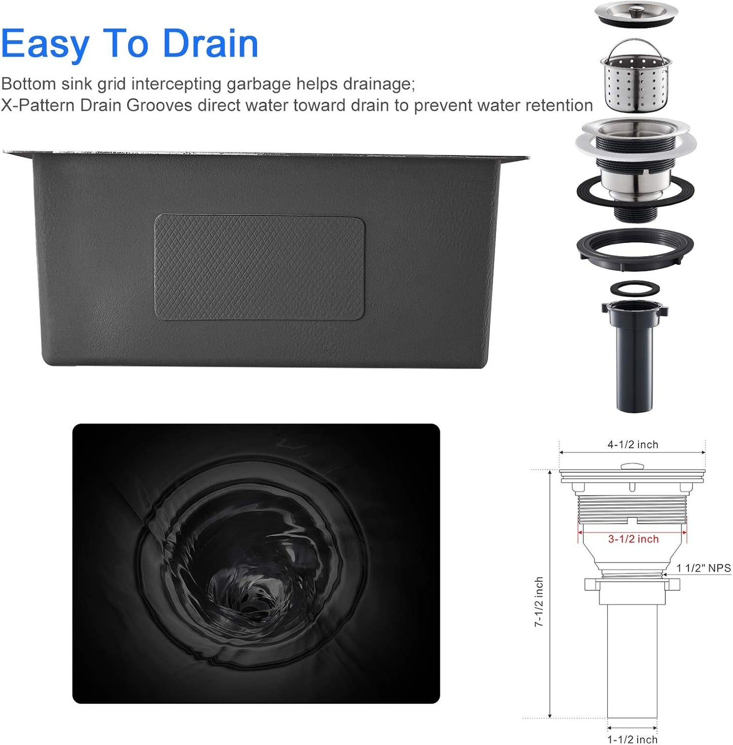MENATT 20-inch Undermount Kitchen Sink, SUS304 Stainless Steel Handmade Single Bowl Kitchen Sink with Sink Strainer (Brushed), 20"x16"x9"