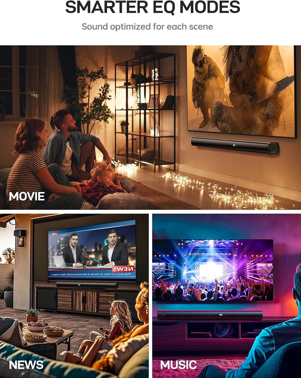 Sound Bar for TV Soundbar PC Gaming MEVOSTO 2025 Upgraded 2.2CH Separable Built-in Dual Woofers with HD-ARC/Optical/AUX/BT/USB Bass/Treble Adjustabl Computer Speakers Home Theater System-31inch