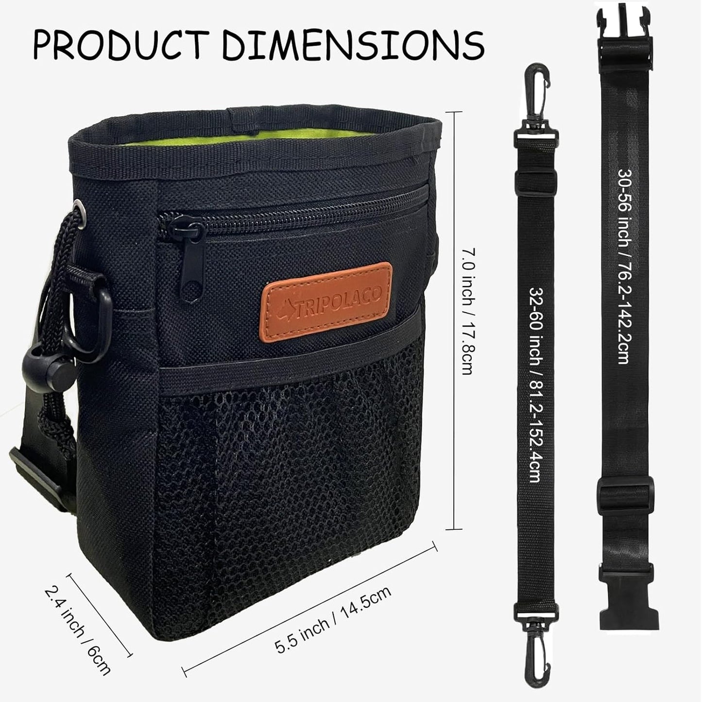 TRIPOLACO Dog Treat Pouch, Large Treat Pouches for Pet Training with Multiple Pockets, Built-in Poop Bag Dispenser & Phone Holder, 3 Wear Styles, Ideal Dog Treat Bag for Training & Walks