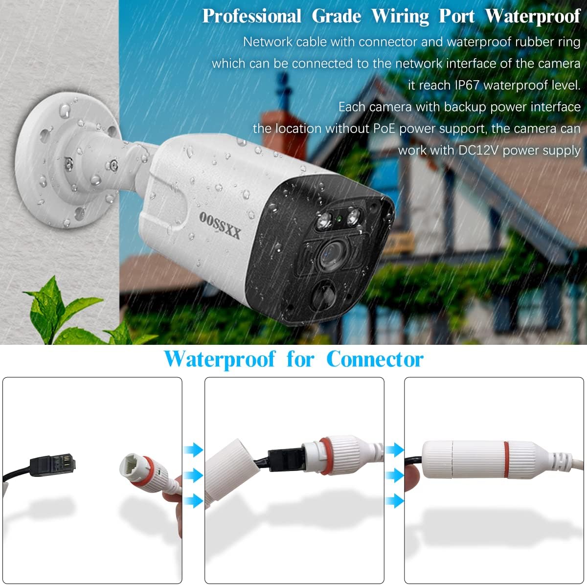 (4K/8.0MP,130°Ultra Wide Angle,2-Way Audio) Wired PoE Camera System with Monitor Outdoor IP Camera for House Indoor Home Security Systems, PIR Surveillance Cameras Video DVR Set