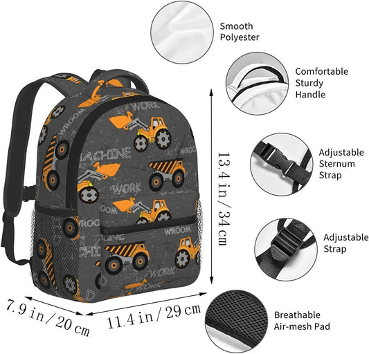 Toddler Backpack Construction Truck Tractor Kid Backpack for Boys Waterproof Bookbag Kindergarten Preschool sac a dos enfant - PuriLite