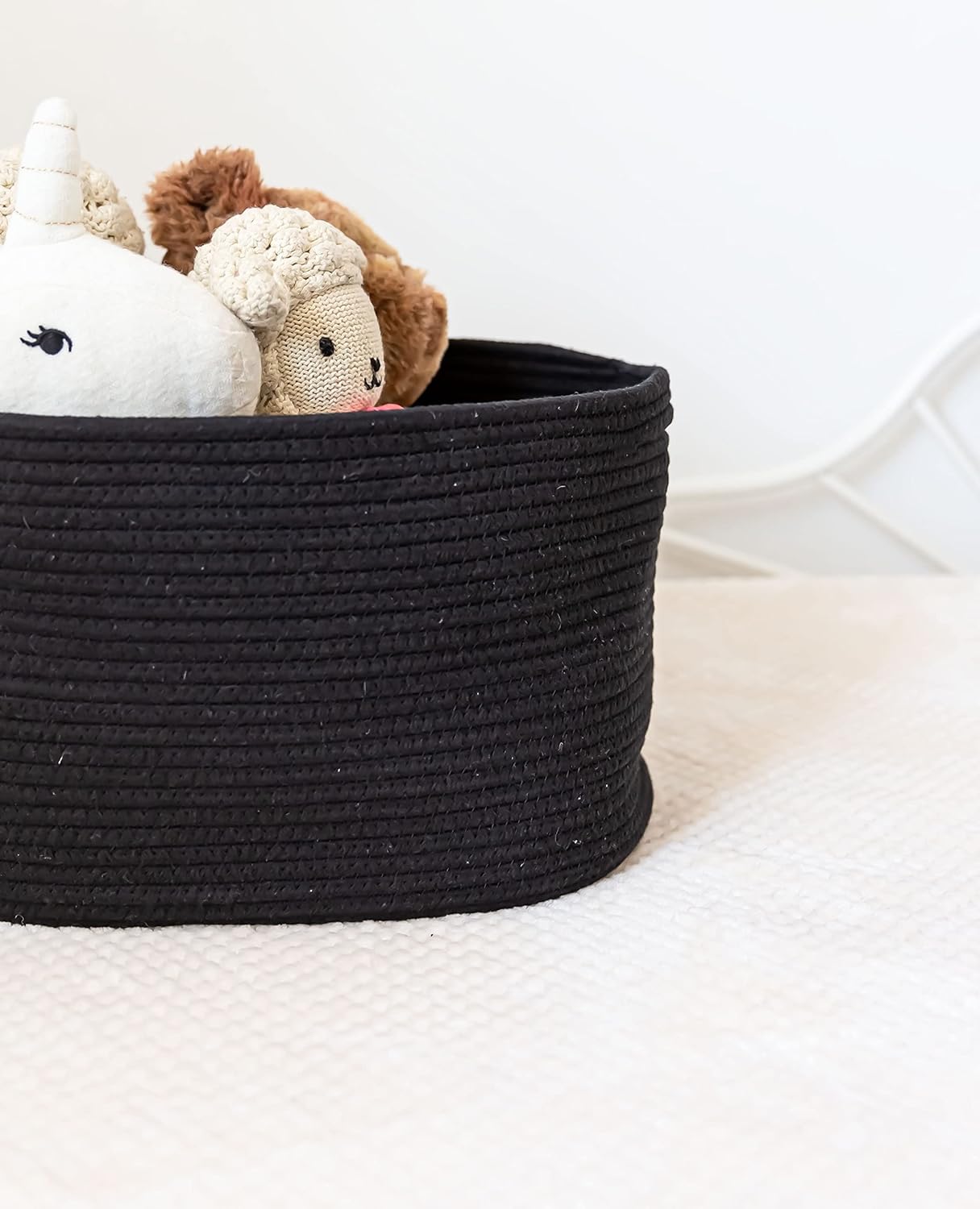 OrganiHaus Soft Woven Baskets for Storage Organization Set of 3, Cotton Rope Nursery Storage Baskets for Shelves, Square Book Bins, Bathroom Towel Hamper, Dog Toy Bins, Panier Rangement - Light Honey