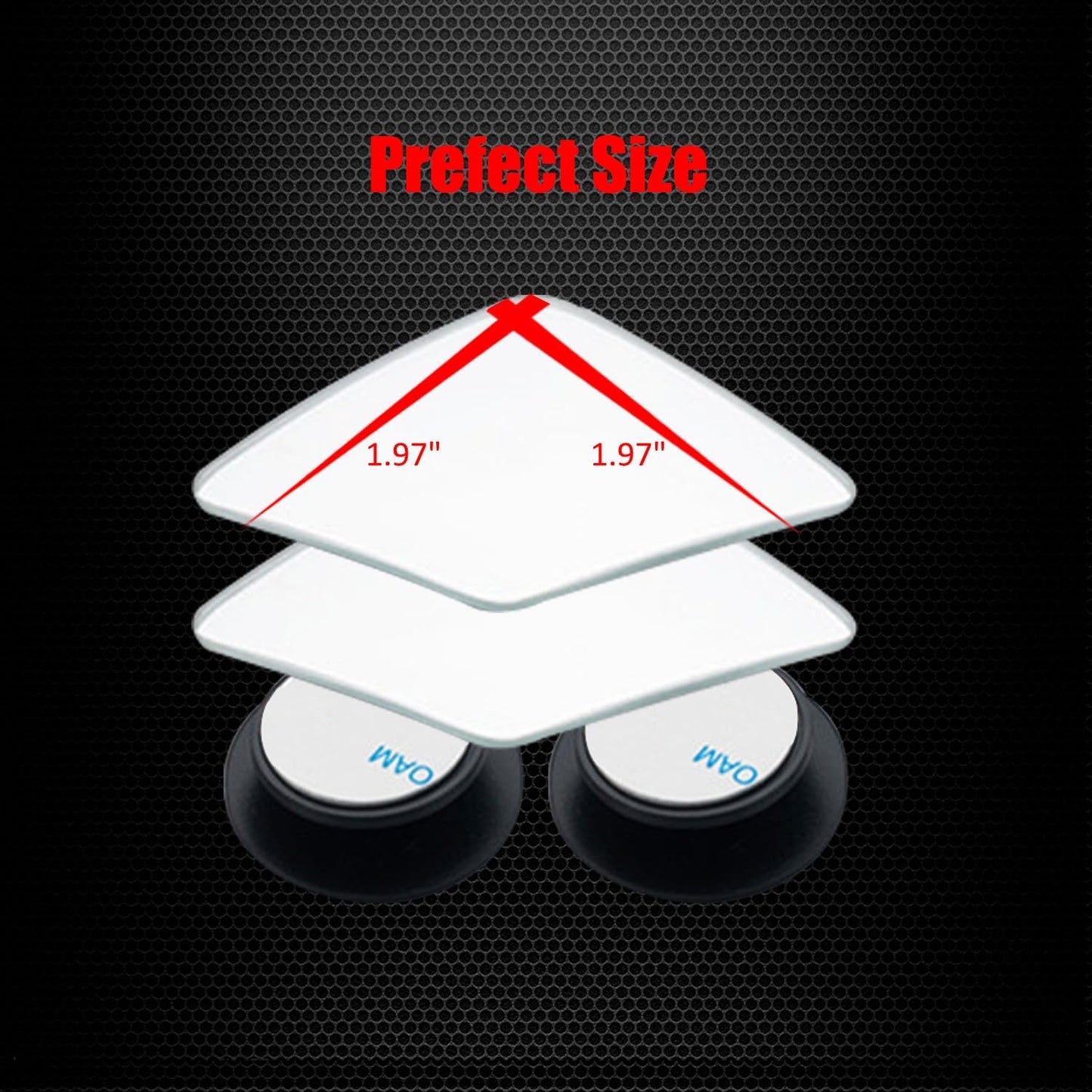 Ampper Blind Spot Mirror, 2" Round HD Glass Frameless Convex Rear View Mirror, Pack of 2 - PuriLite