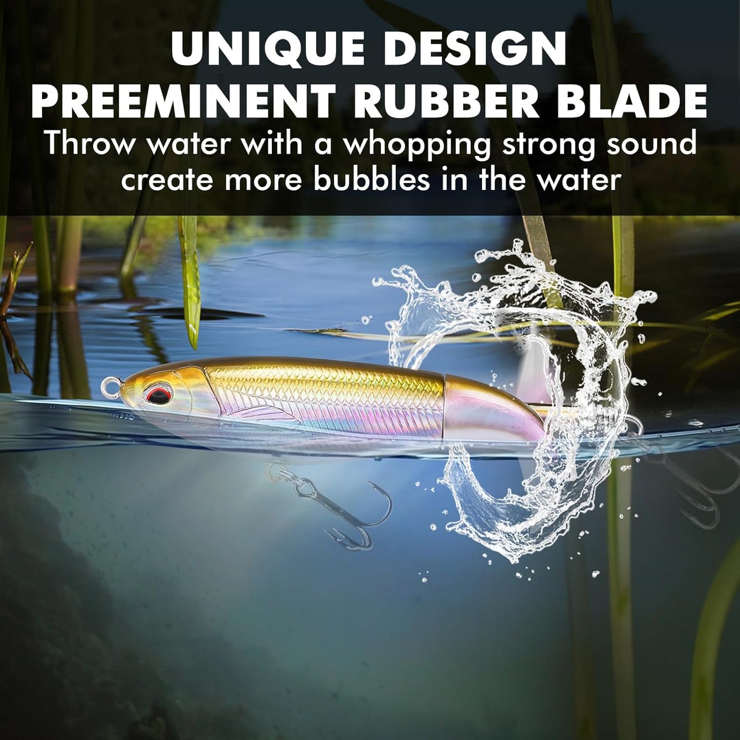 TRUSCEND PoPobait with BKK Hooks, Top Water Plopper Fishing Lures for Bass Walleye Pike Catfish Musky Perch, Floating Lure for Freshwater or Saltwater, Amazing Teasers Fishing Gifts for Family Fishing