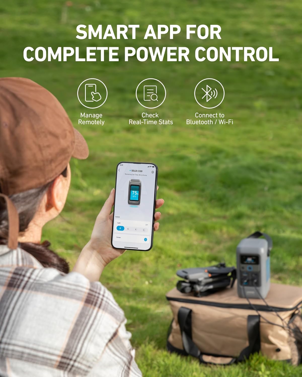 Anker SOLIX Power Bank Station C200 DC with Adjustable Strap, 192Wh LiFePO4 Portable Power Station, 200W Solar Generator, for Outdoor Camping, Traveling, and Emergencies (No Wall Charger Included)