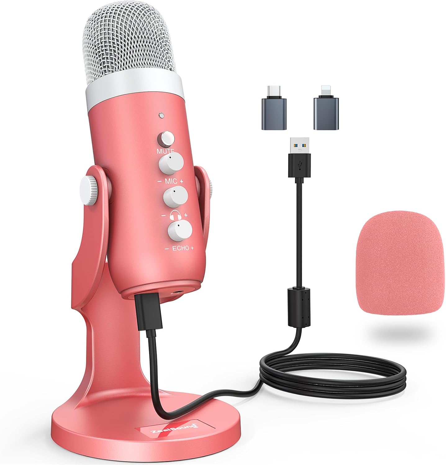 ZealSound USB Microphone,Condenser Phone Computer PC Mic kit,Plug&Play Gaming Microphones for PS 4&5.Mic Gain&Volume Control,Echo &Mute Button for Vocal,Record,Streaming,Discord YouTube Podcast on Mac