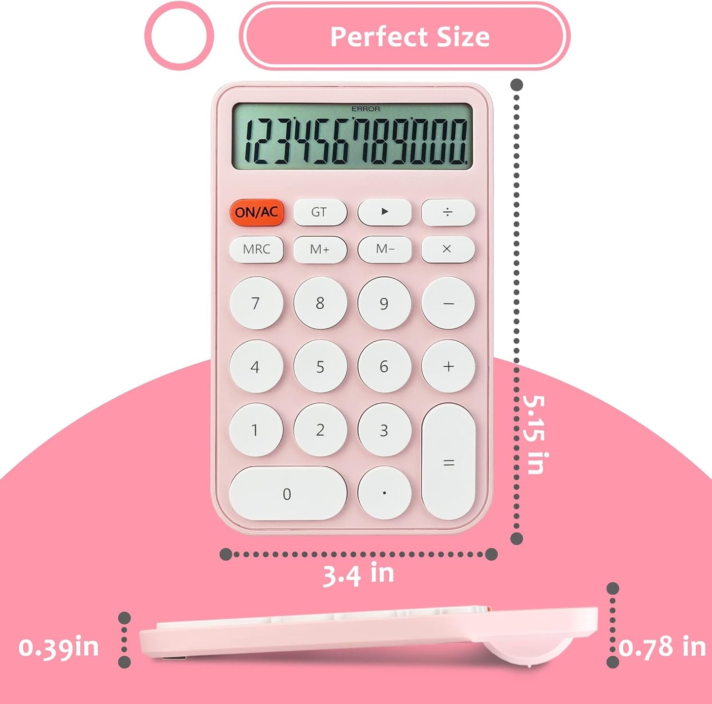 VEWINGL Mechanical Switch Calculator, 12 Digit Large LCD Display and Buttons, Great for Everyday Life and Basic Office Work, with Battery