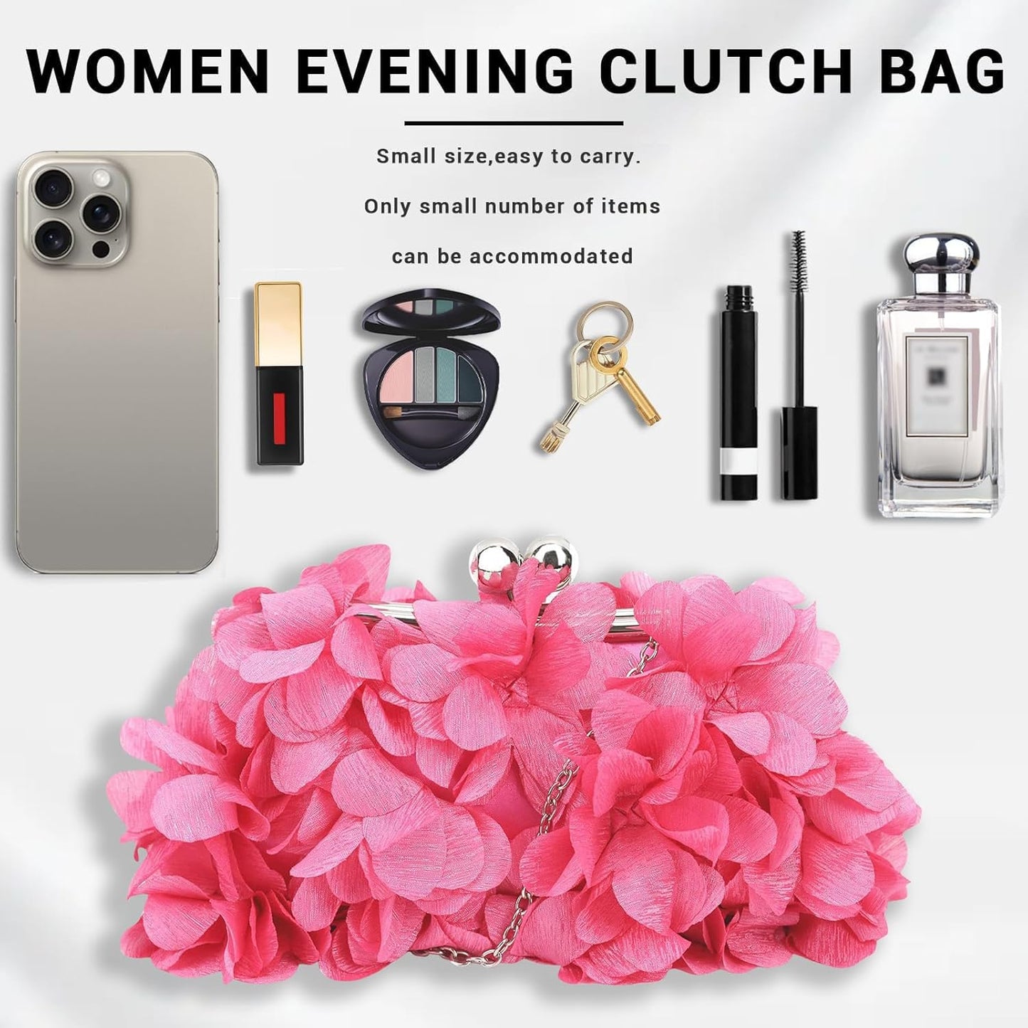 JAMBHALA Clutch Evening Handbags Floral Appliques Small Clutch Purses for Women