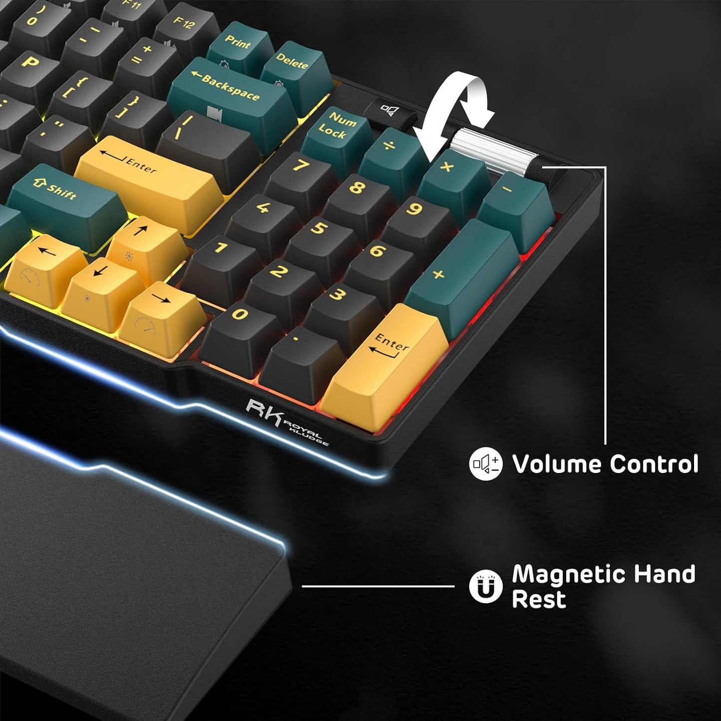 RK ROYAL KLUDGE RK96 RGB Limited Ed, 90% 96 Keys Wireless Triple Mode BT5.0/2.4G/USB-C Hot Swappable Mechanical Keyboard w/Wrist Rest, Software Support, Linear Viridian Switches, MARRS Green