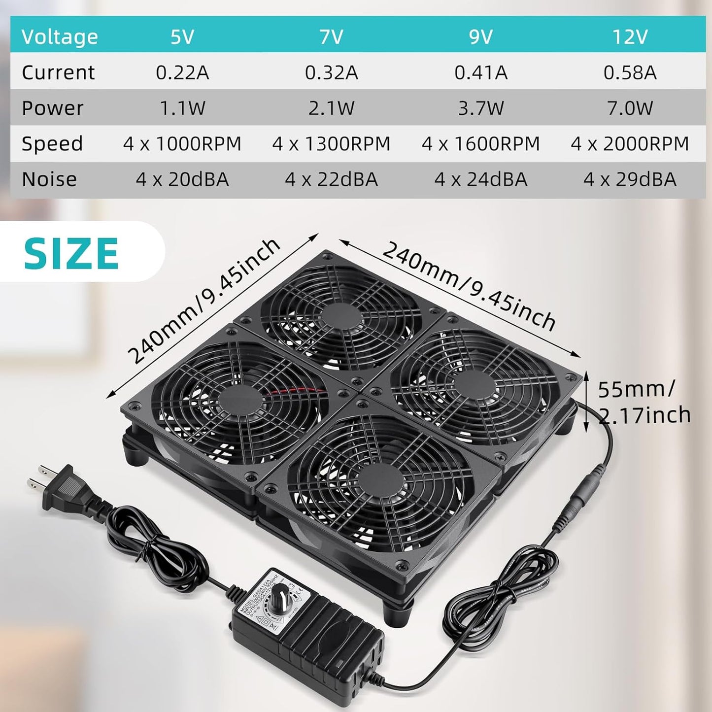 Wathai 140mm x 25mm USB Cooliing Fan 5V with Speed Control for Computer Case Receiver DVR Playstation Xbox PS4 Router Cabinet Cooling