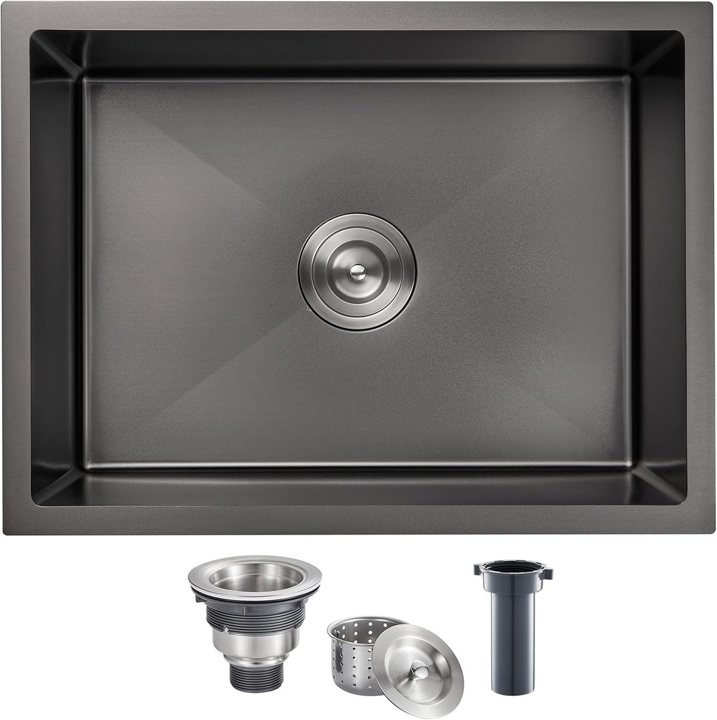 MENATT 20-inch Undermount Kitchen Sink, SUS304 Stainless Steel Handmade Single Bowl Kitchen Sink with Sink Strainer (Brushed), 20"x16"x9"