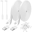 Uogw 2-Pack 20FT USB to Micro USB Power Extension Cable | Charging & Data Sync | Compatible with Security Cameras & Controllers | White