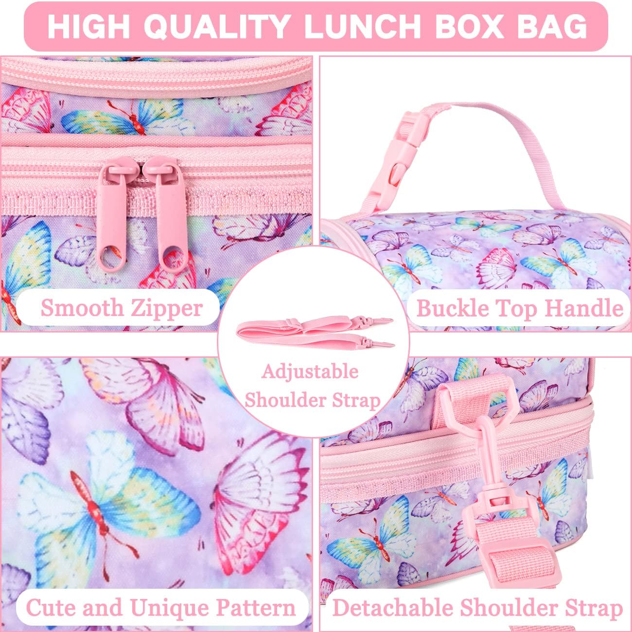 VASCHY Lunch Box Bag Men, Insulated Two Compartments Bento Cooler Bags for Adults/Women/Kids for School,Daycare,Kindergarten,Picnic Black