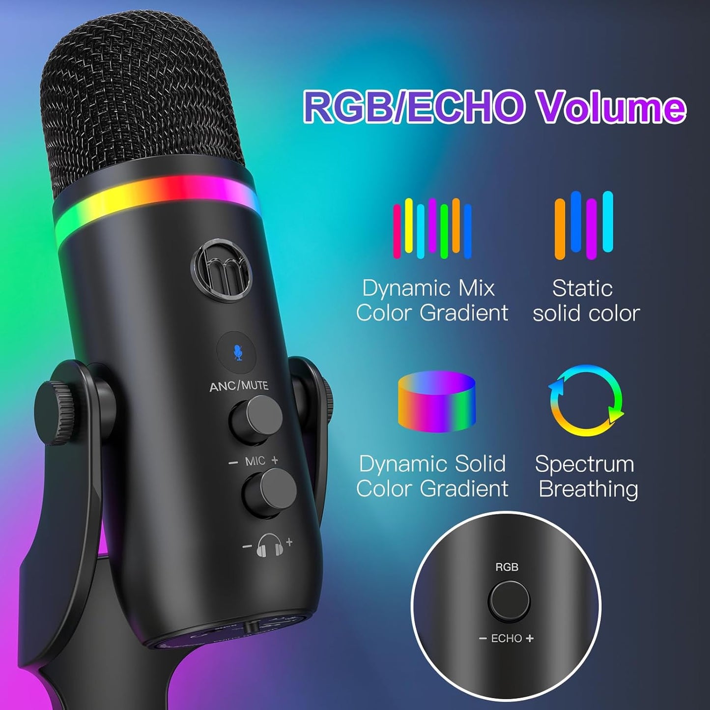 ZealSound USB Microphone,Condenser Phone Computer PC Mic kit,Plug&Play Gaming Microphones for PS 4&5.Mic Gain&Volume Control,Echo &Mute Button for Vocal,Record,Streaming,Discord YouTube Podcast on Mac