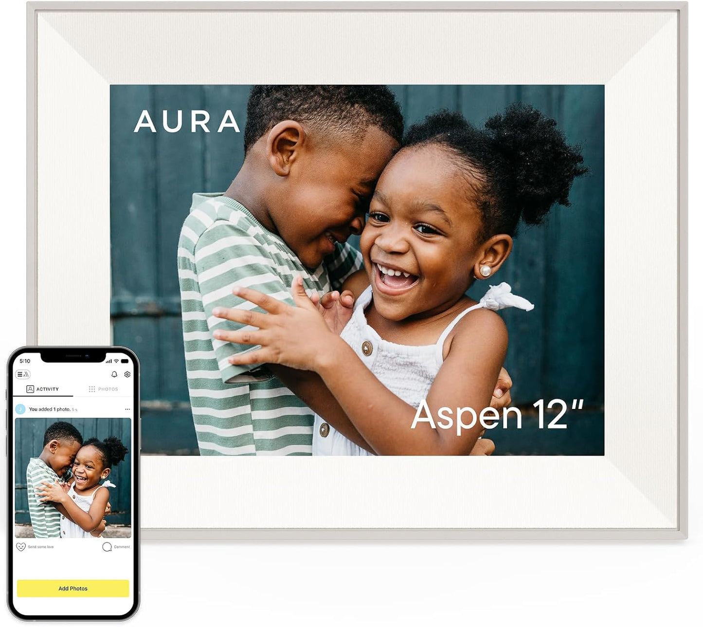 Aura Aspen 12" Digital Photo Frame - Black with Paper Mat