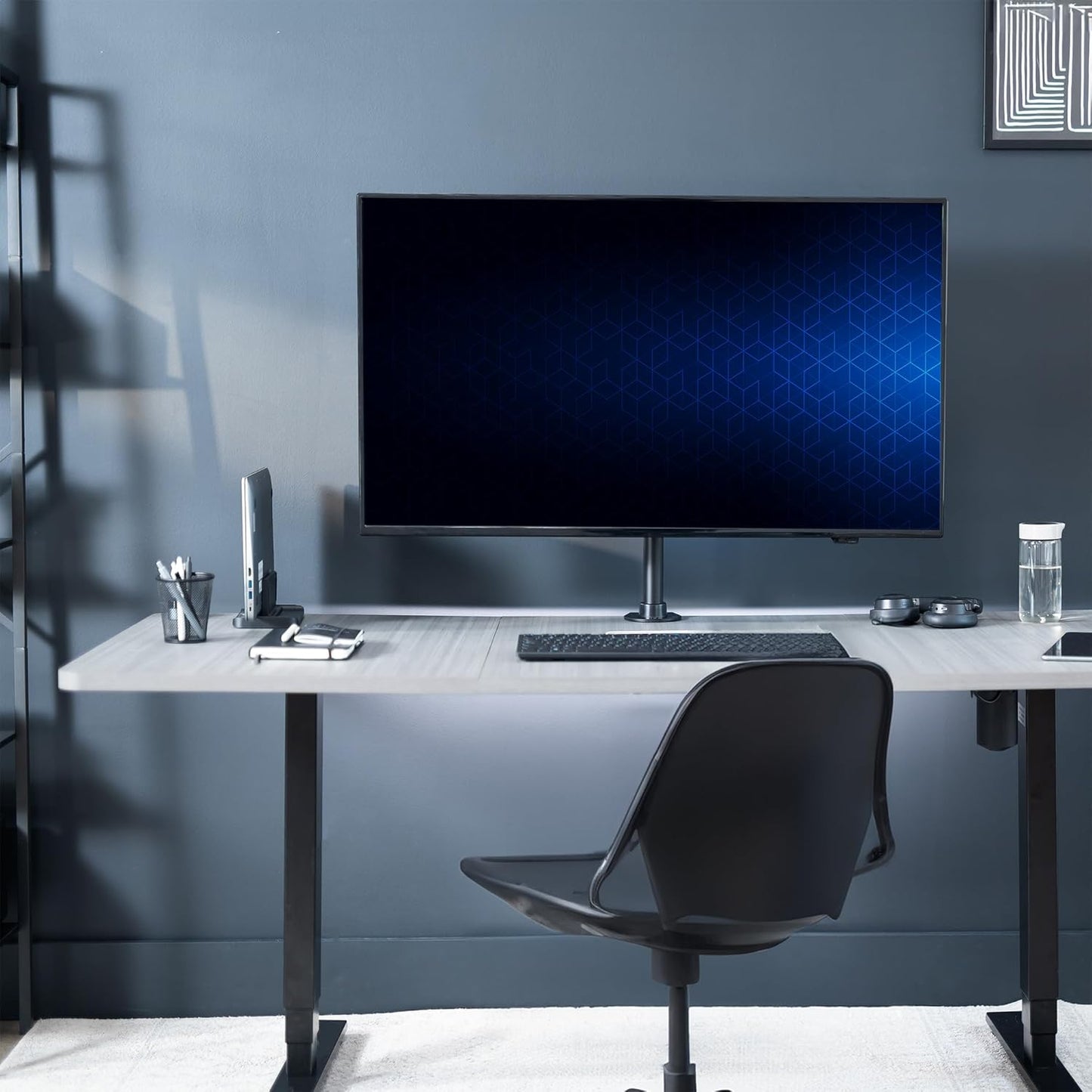 VIVO Ultra Wide TV Desk Mount for up to 55 inch Screens Weighing 29.9kg, Full Motion Height Adjustable Single Television Stand, Black, STAND-V155C
