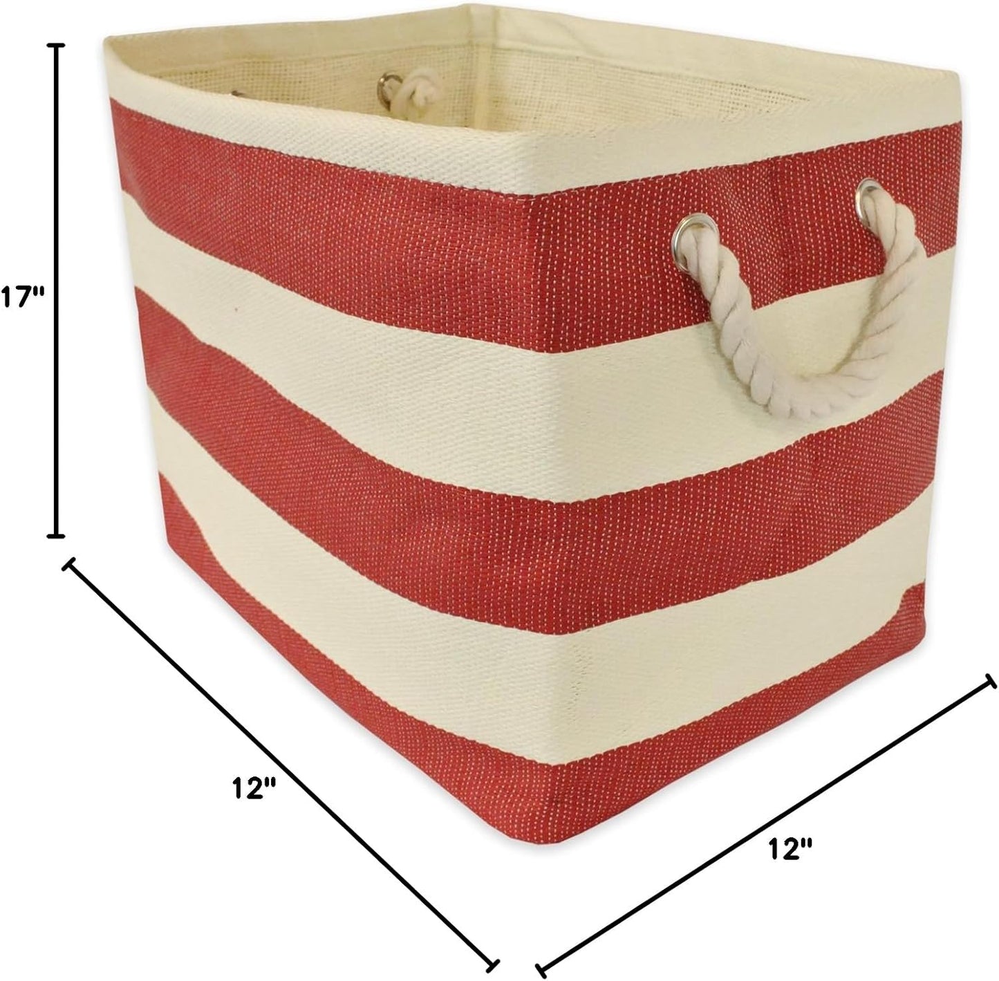 DII Storage Basket or Bin, Collapsible & Convenient Storage Solution for Office, Bedroom, Closet, Toys, Laundry (Large) - Pink Rugby Stripe