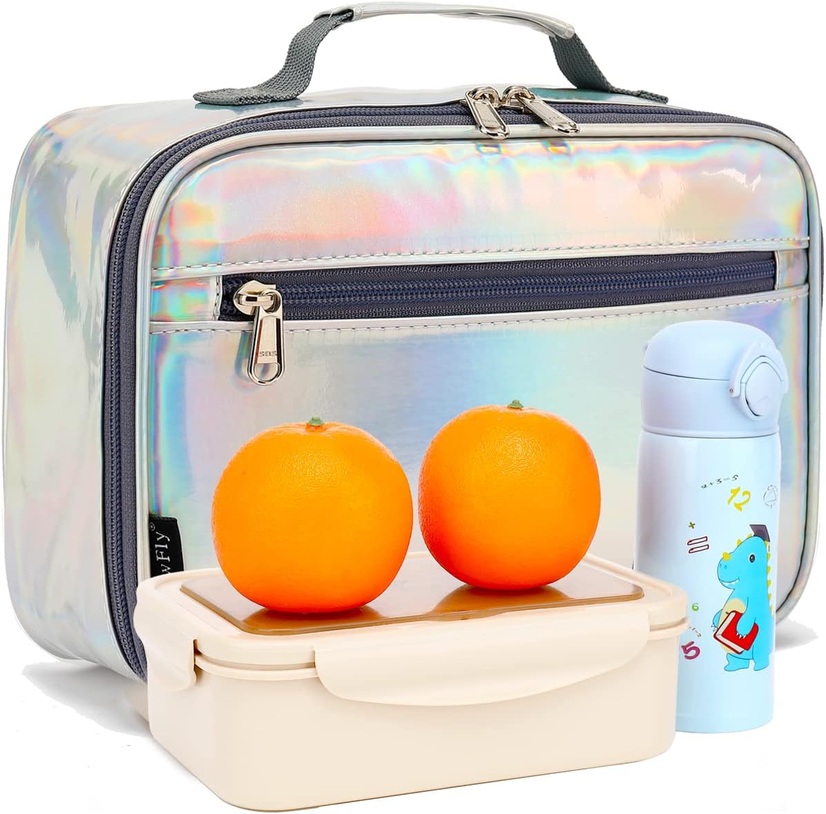 FlowFly Kids Lunch Box Insulated Soft Bag Mini Cooler Back to School Thermal Meal Tote Kit for Girls, Boys, Black
