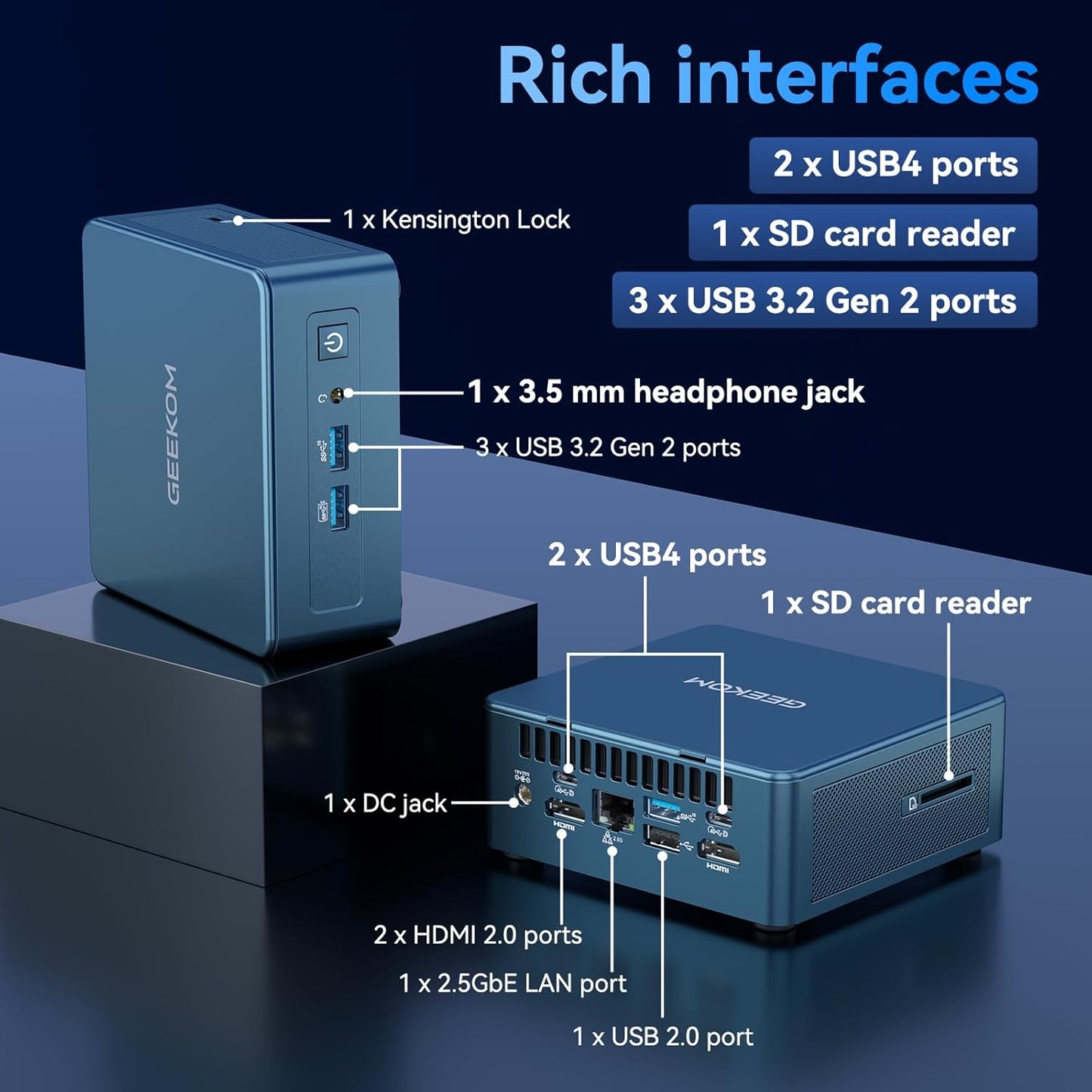 GEEKOM IT13 2025 Mini PC 2025 Edition with 13th Gen Intel i9-13900HK, NUC 13 Mini Computers(14C/20T), 32GB RAM&1T M.2 2280 NVMe Gen4*4 SSD, Windows 11 Pro/Wi-Fi 6E/Bluetooth 5.2/USB 4.0/2.5G LAN