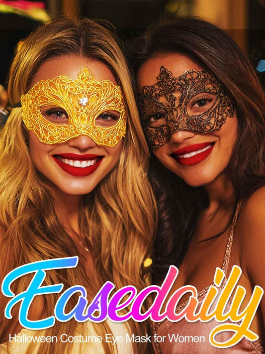 EASEDAILY Lace Masquerade Mask for Women Black Halloween Costume Eye Mask for Women - PuriLite