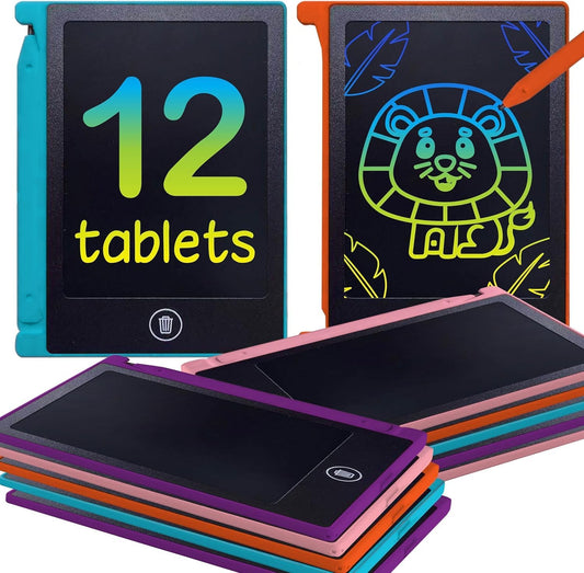 Mini LCD Writing Tablet for Kids, 12 Pack – 4.5 Inch Mini Drawing Board. Fun and Educational for Kids That Sketch and Doodle. Perfect Party Favor, Goodie Bag and Gift Bag Filler, School Prize Or Gift - PuriLite