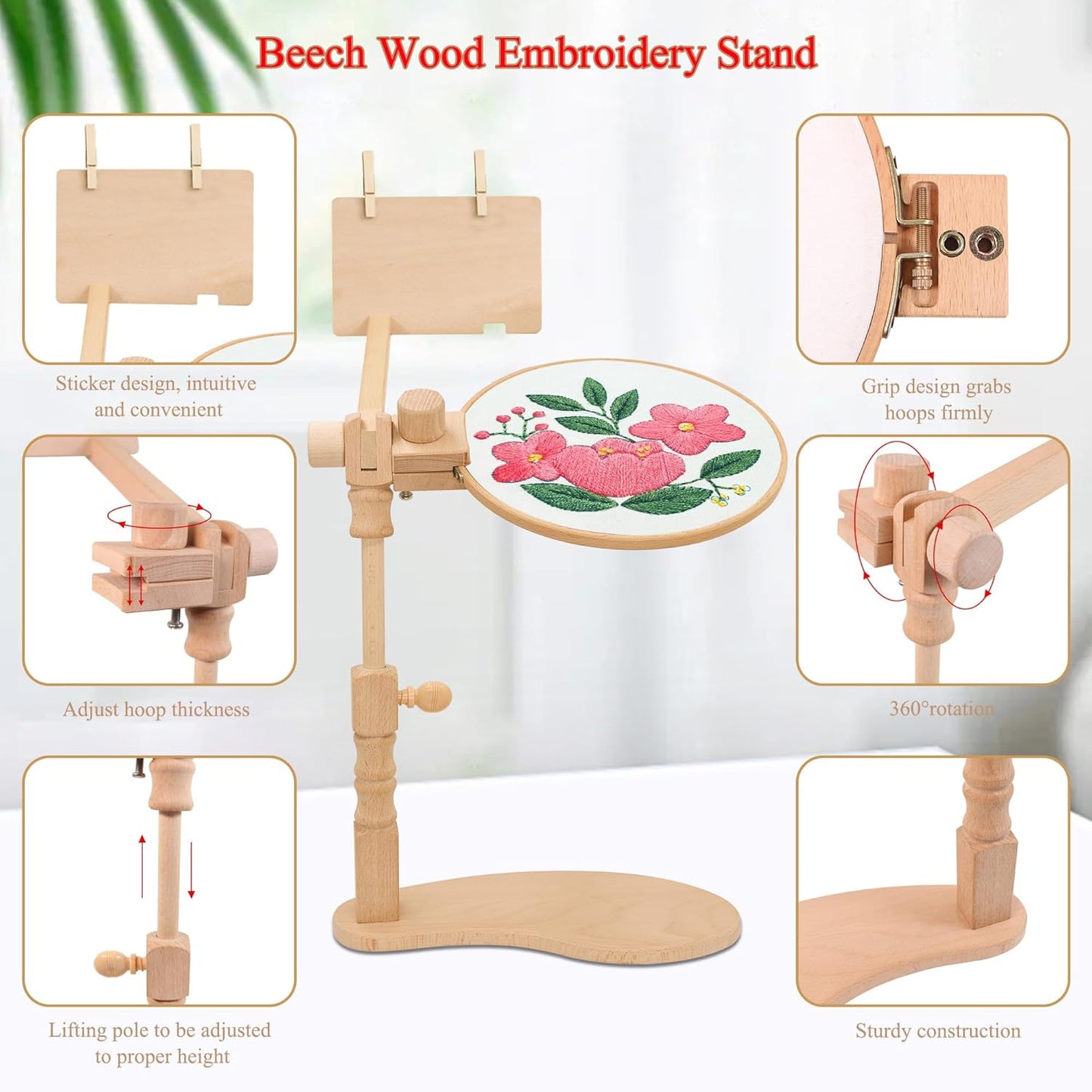 Purilite Select Adjustable Beech Wood Embroidery Hoop Stand