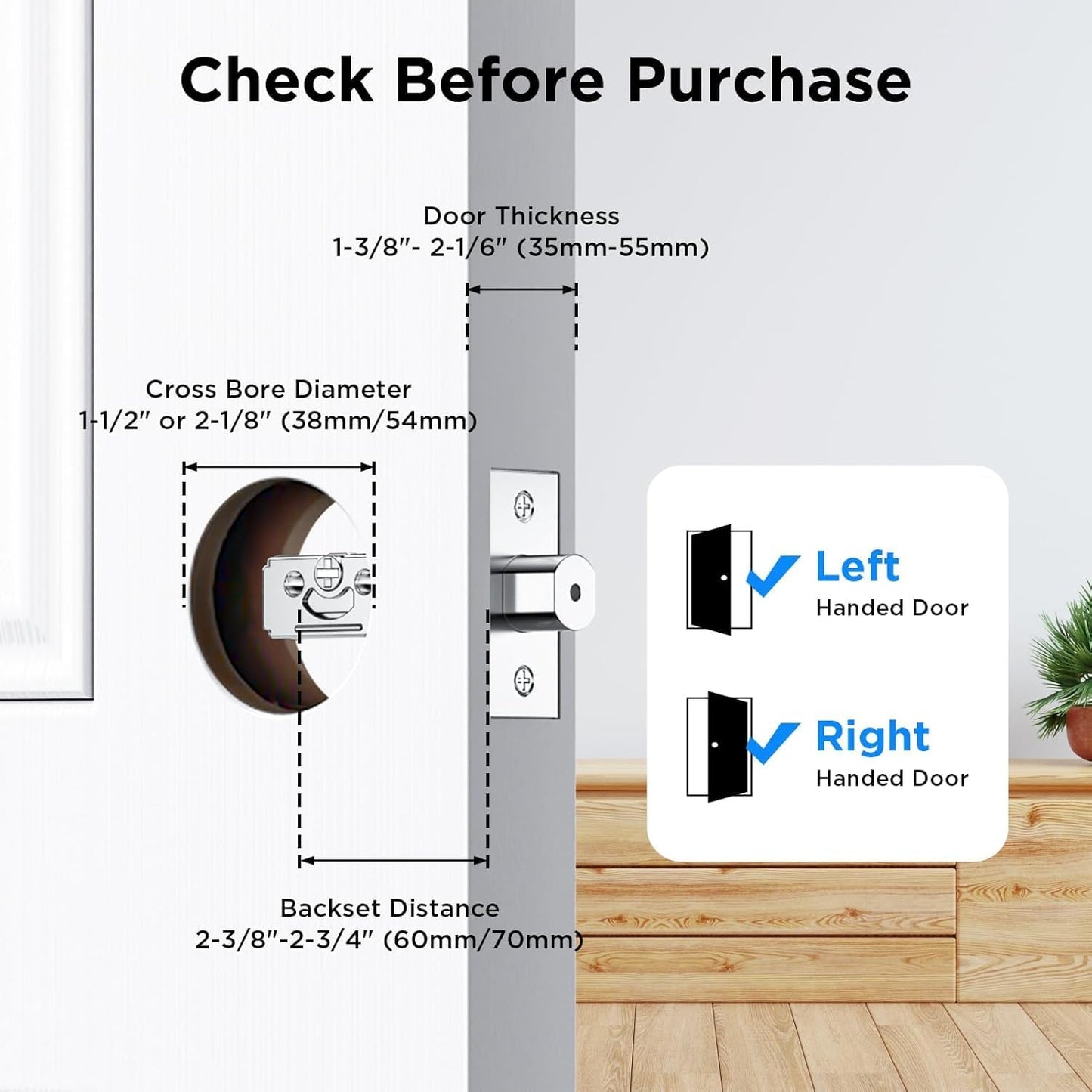 TCL Smart Lock D2 Pro, AI Palm Vein Recognition Built-in Doorbell Door Lock, Keyless Entry Security Electronic Deadbolt for Front Door, Works with Alexa, Auto Lock, Voice Control, Easy Install