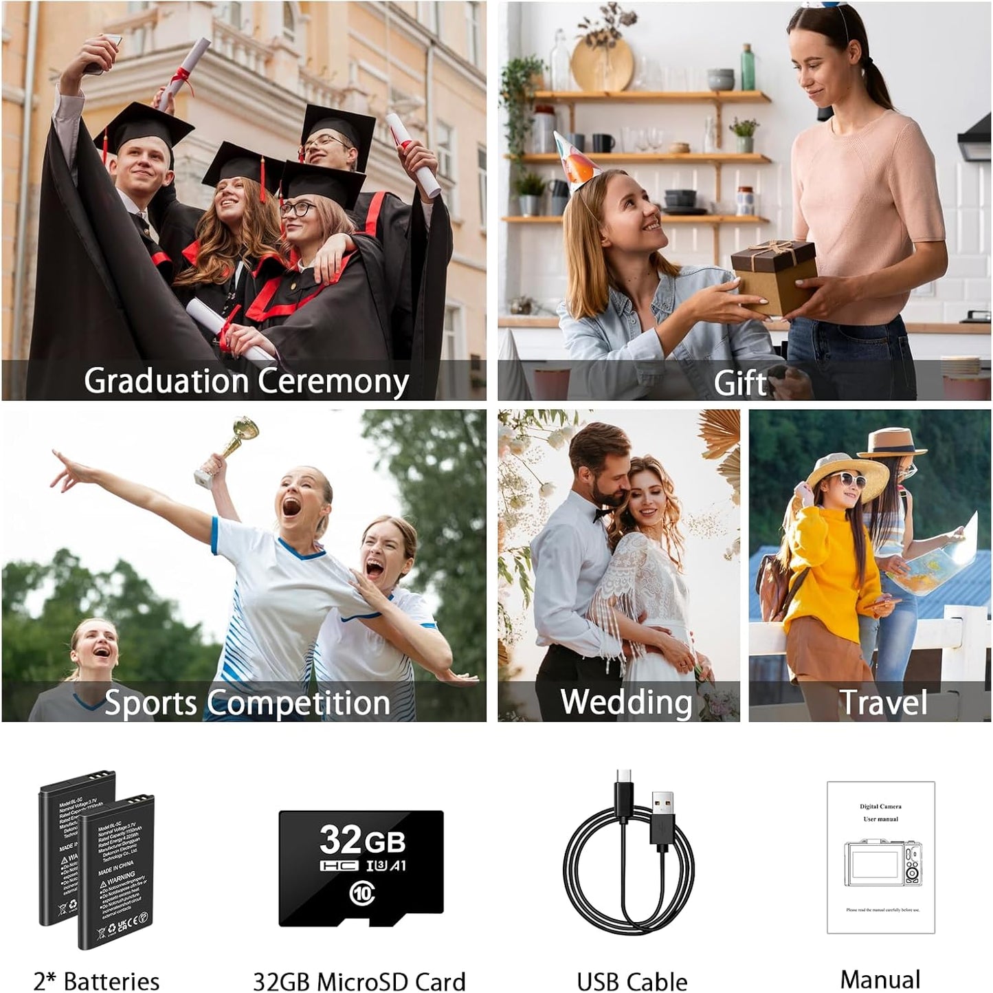 4K Digital Camera - 64MP Point and Shoot Digital Cameras for YouTube - 3.0'' Flip Screen 18X Zoom AutoFocus Vlogging Camera for Photography - Compact Video Camera with 2 Batteries, 32G SD Card