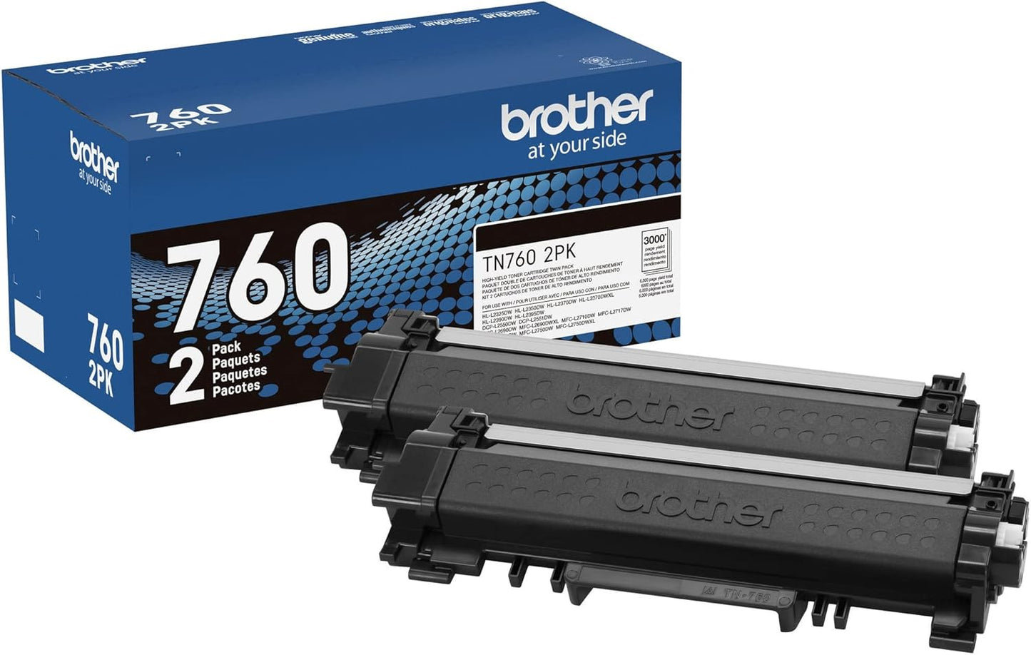 Brother original TN730 High-Yield Black Toner Cartridge, higher yield for value, original toner replacement cartridges, for Brother laser printers HL-L2395DW, DCP-L2550DW, MFC-L2750DW, and more