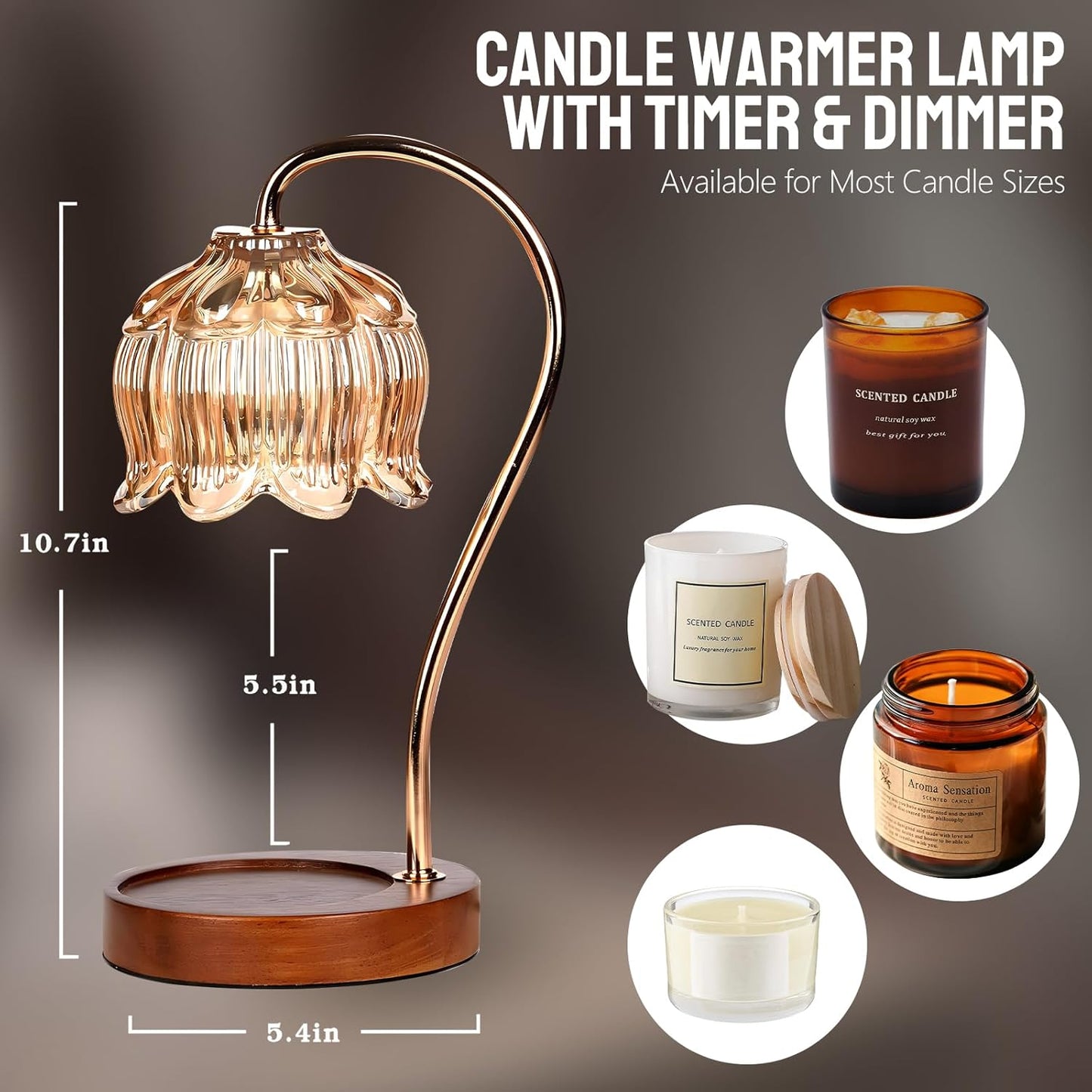 GEEZO Fragrance Candle Warmer Lamp,Electric Candle Warmer with Timer & Dimmer, Mom Christmas Birthday Gifts for Women, House Warming Gifts New Home Bedroom Decor