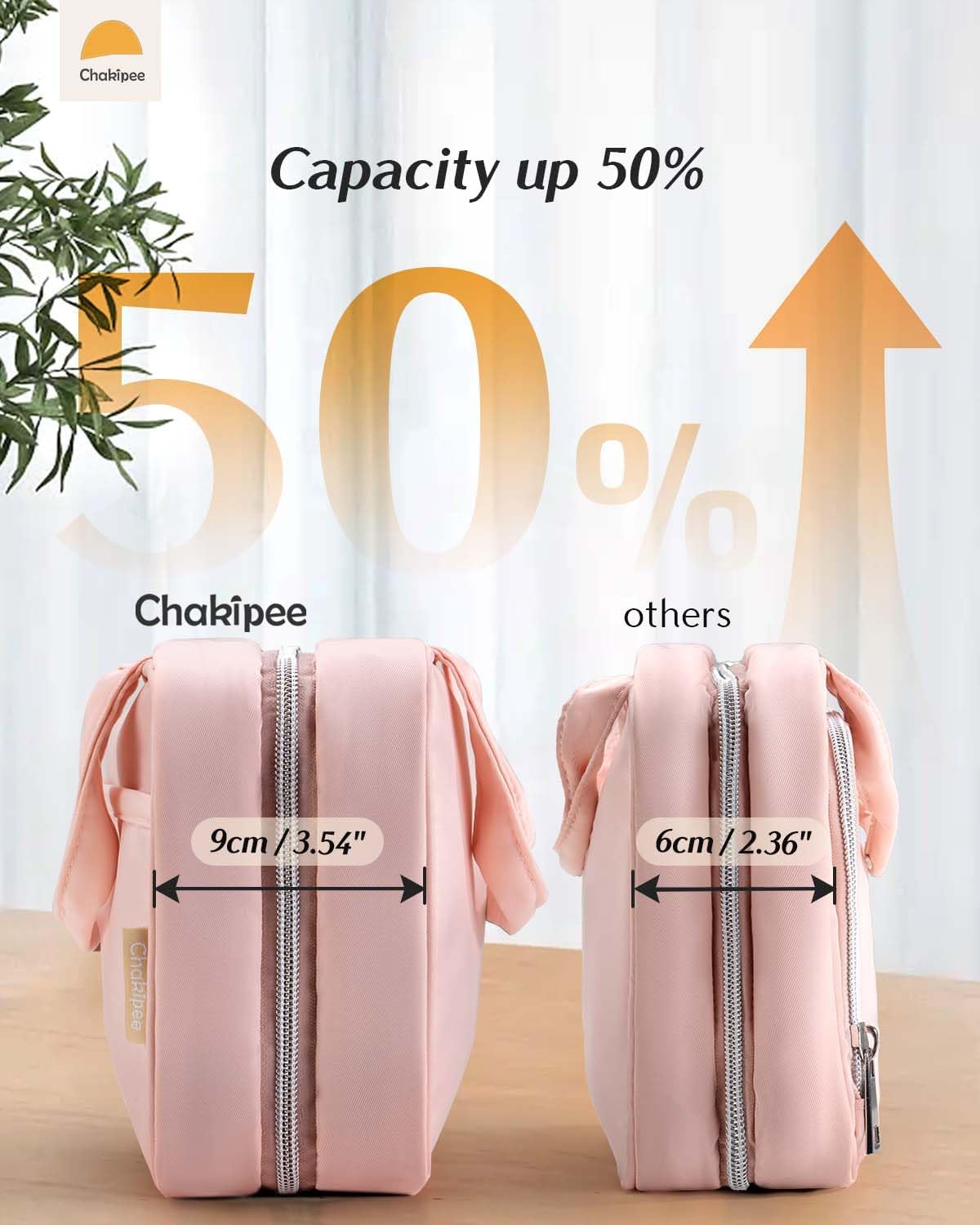 Chakipee Travel Hanging Toiletry Bag for Women - Waterproof Toiletries Bag Cosmetic Organizer Lightweight Bathroom with Clear Window for Essentials, Makeup, Shampoo Pink Medium