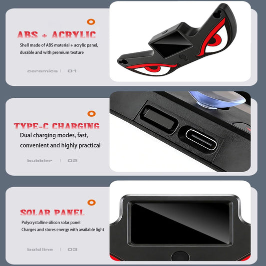 Solar Demon Eye LED Car Wireless Window Light, Eye Light for Windshield Suction Cup Dynamic Windshield Ambient Lamp Solar and USB Powered Lights for SUV, Truck,Van,RV(Red/WhiteEye/Nighttime use)