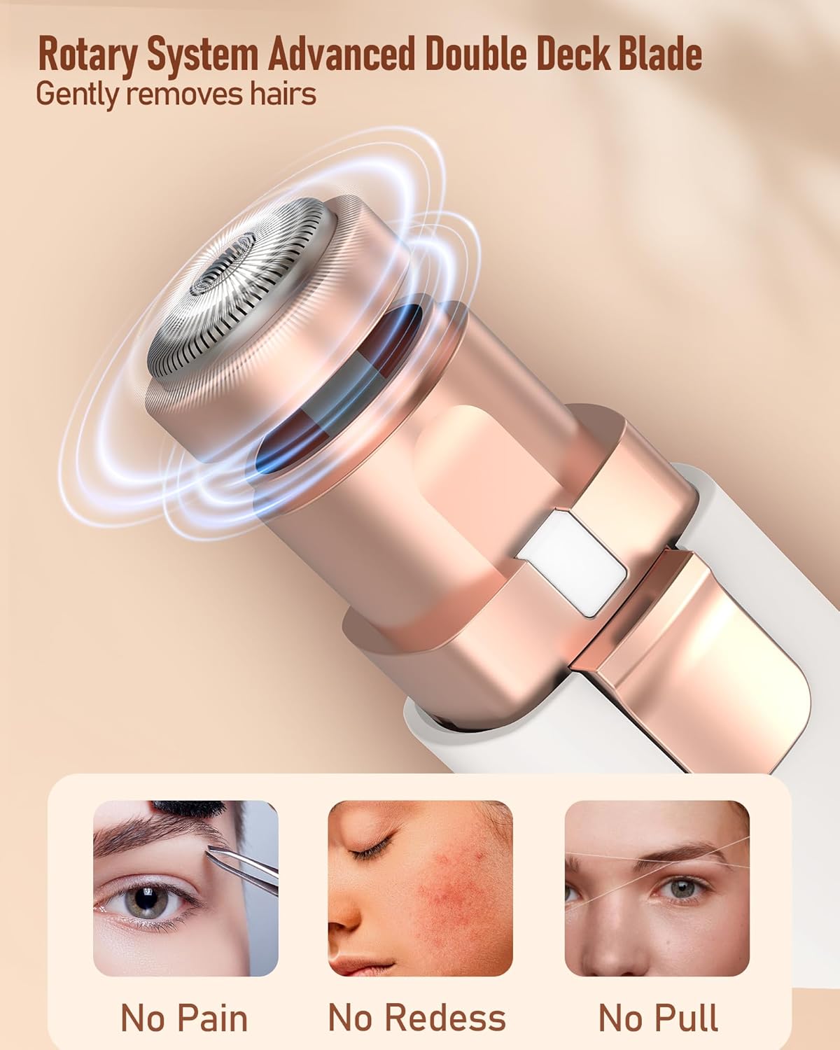 Purilite Select 2-in-1 Rechargeable Facial Hair Remover & Eyebrow Trimmer for Women