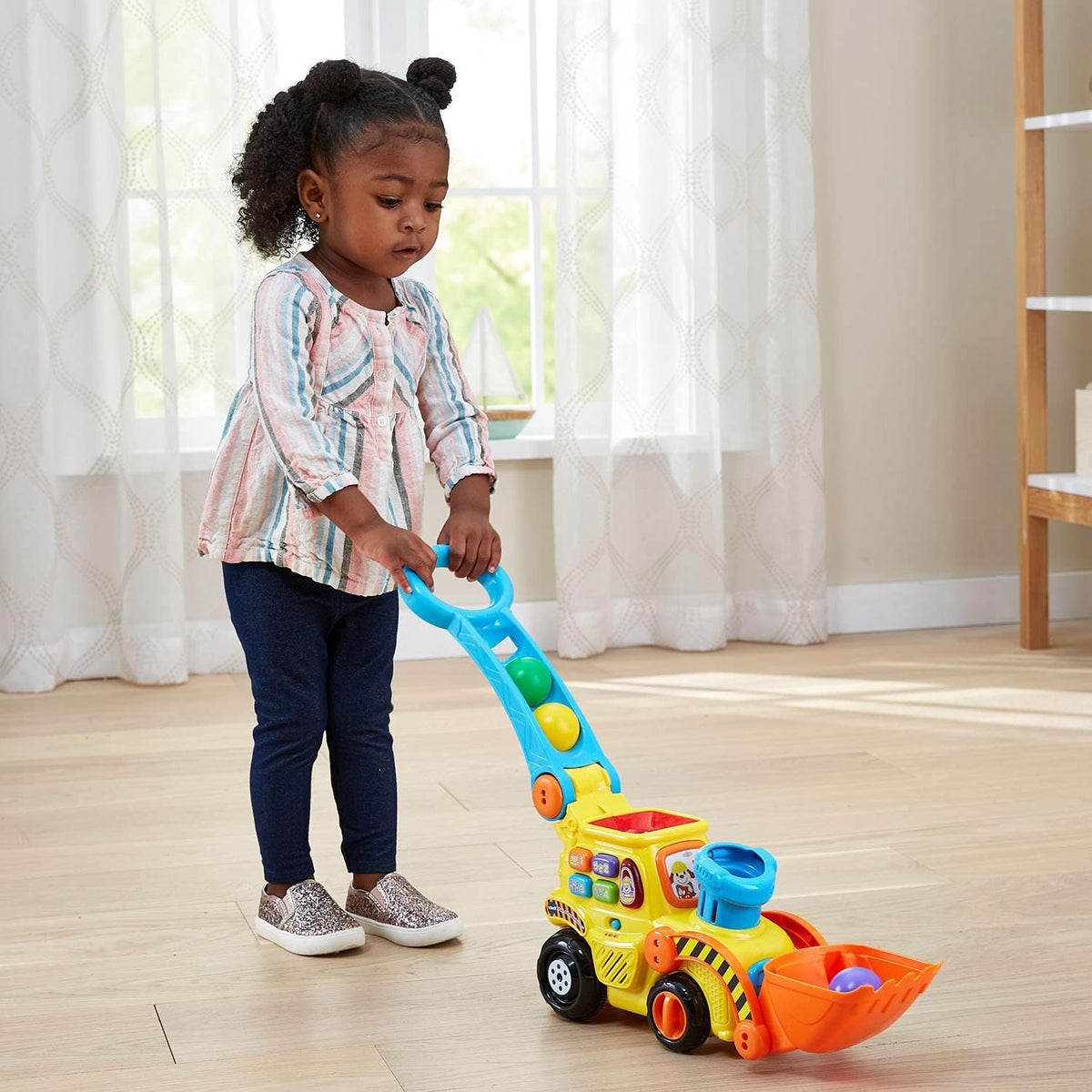 Push and Pop Bulldozer Toy | Interactive Push Toy for Toddlers | Ball Popping Construction Vehicle | Early Learning Push Toy | Motor Skill Development Toy - PuriLite