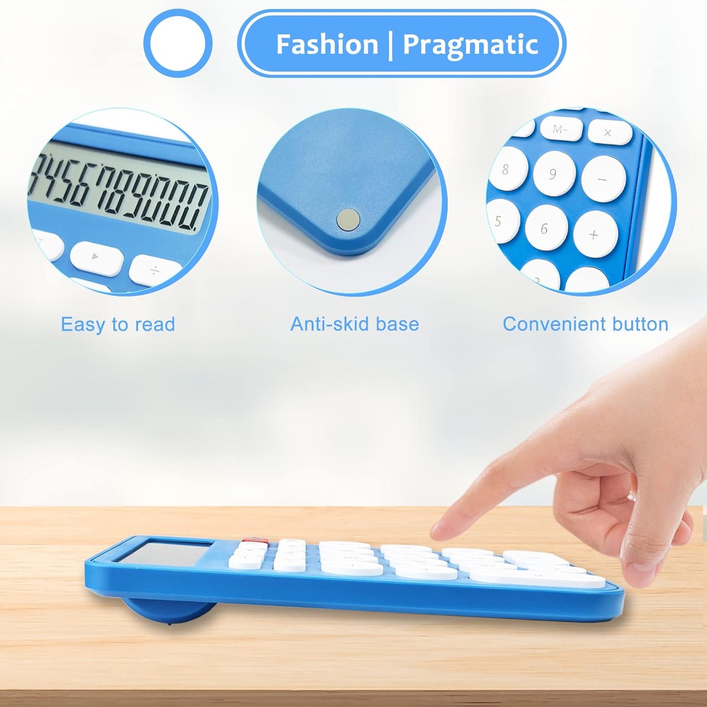 VEWINGL Mechanical Switch Calculator, 12 Digit Large LCD Display and Buttons, Great for Everyday Life and Basic Office Work, with Battery