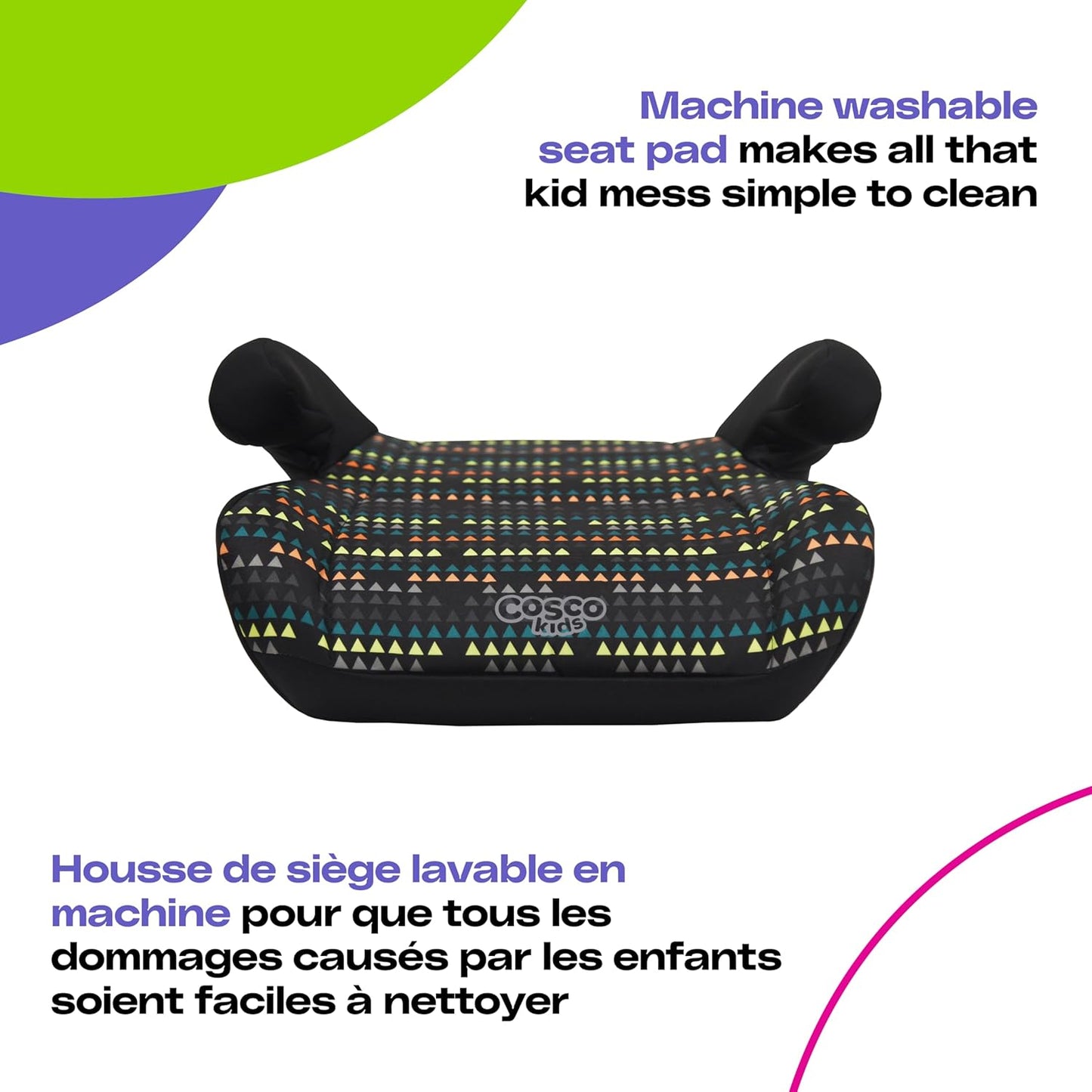 Cosco Kids Topside Lightweight Backless Belt-Positioning Booster Car Seat, Washable Cover, Black
