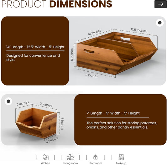 Purilite Select Stackable Acacia Wood Storage Bins