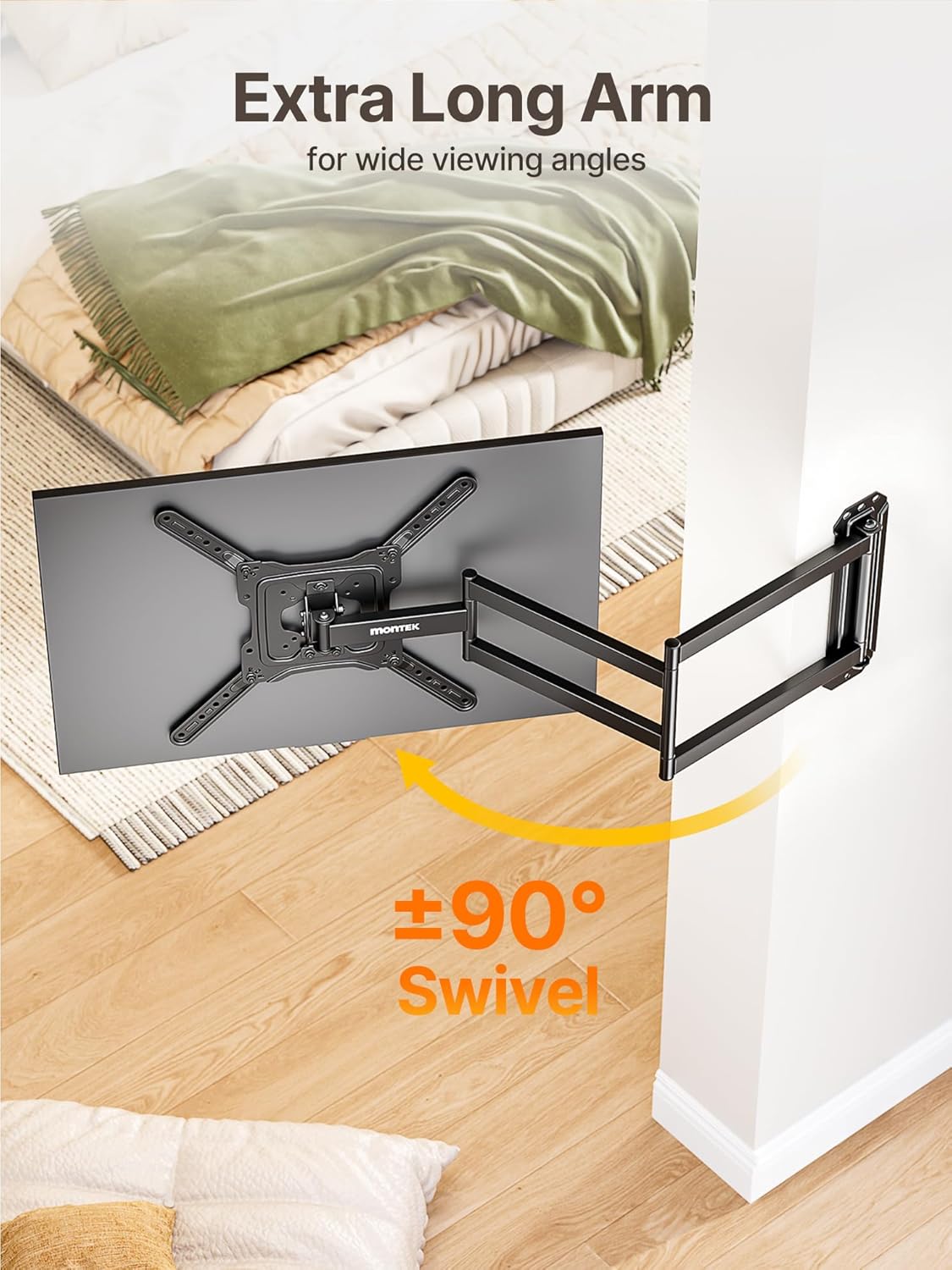 monTEK Long Arm TV Wall Mount for Most 23-65 Inch TVs, 29 Inch Long Extension TV Mount Swivel and Tilt, Full Motion Wall Mount TV Bracket Fit Max VESA 400 x 400mm, Up to 77 lbs