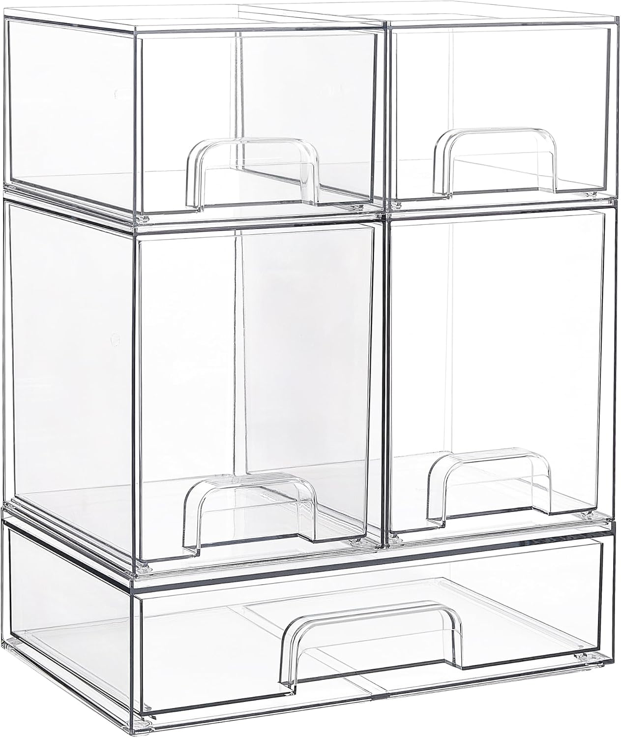 Vtopmart 3 Pack Stackable Clear Plastic Drawer Organizer, Makeup Organizers and Storage for Eyeshadow Palettes, Cosmetics, Beauty Supplies, Ideal for Vanity, Desk, Office, Bathroom Organization