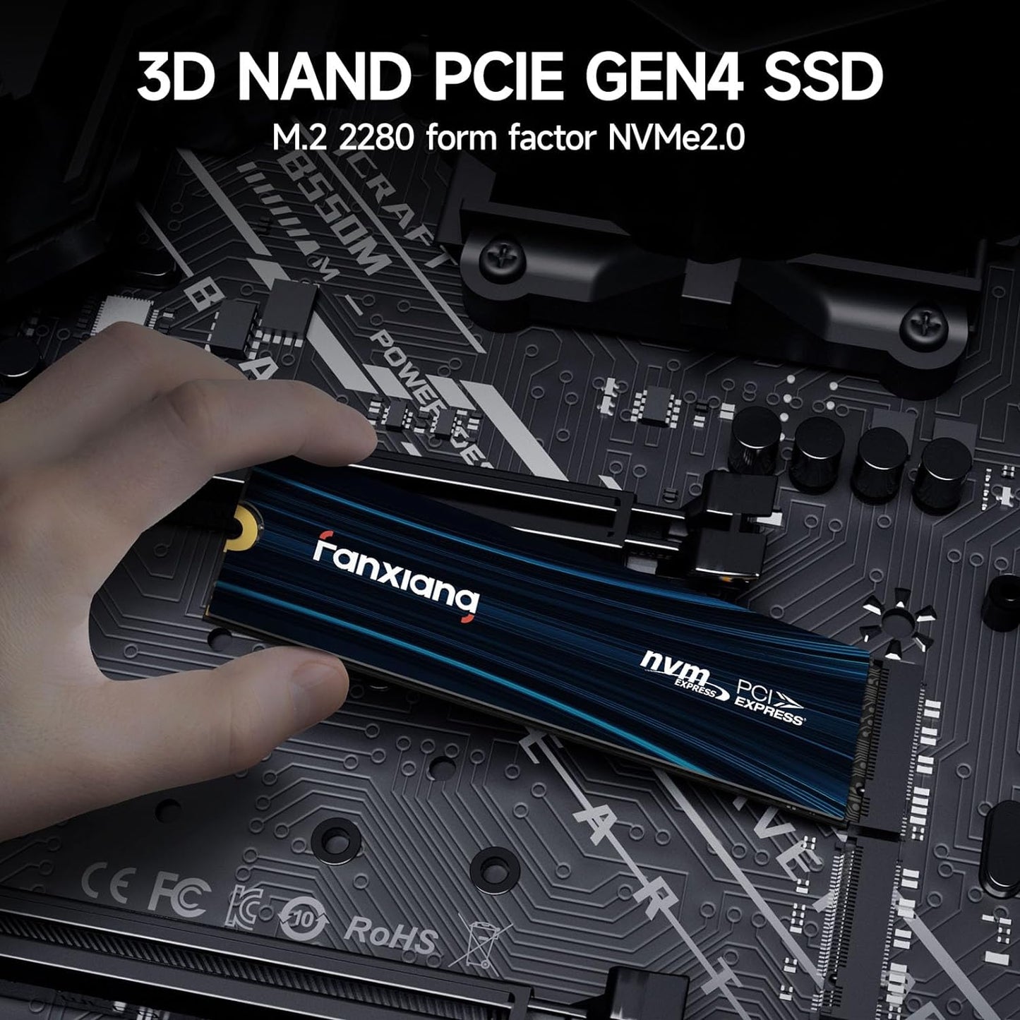 fanxiang S880E 2TB with Heatsink PCIe NVMe SSD Gen 4 Gaming SSD M.2 2280, Up to 7100MB/s Compatible with PS5, Internal Solid State Drive for Gamers, Professionals, Creators