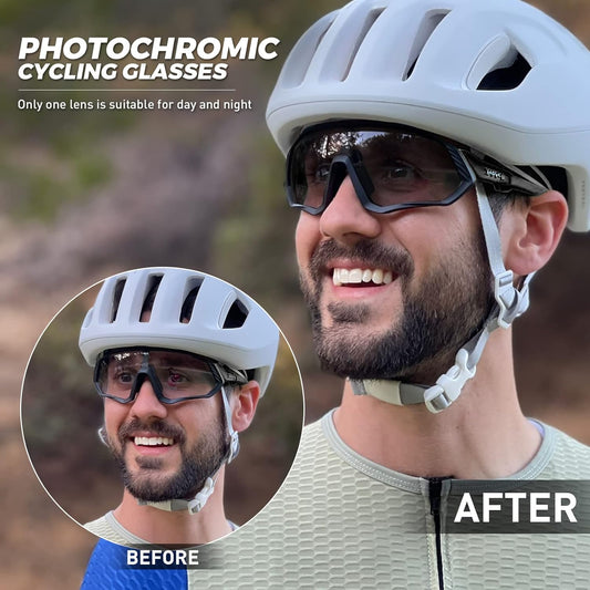 KAPVOE Photochromic Cycling Glasses Men Women Mountain Bike Sunglasses Clear MTB Bicycle Riding - K9408 - PuriLite