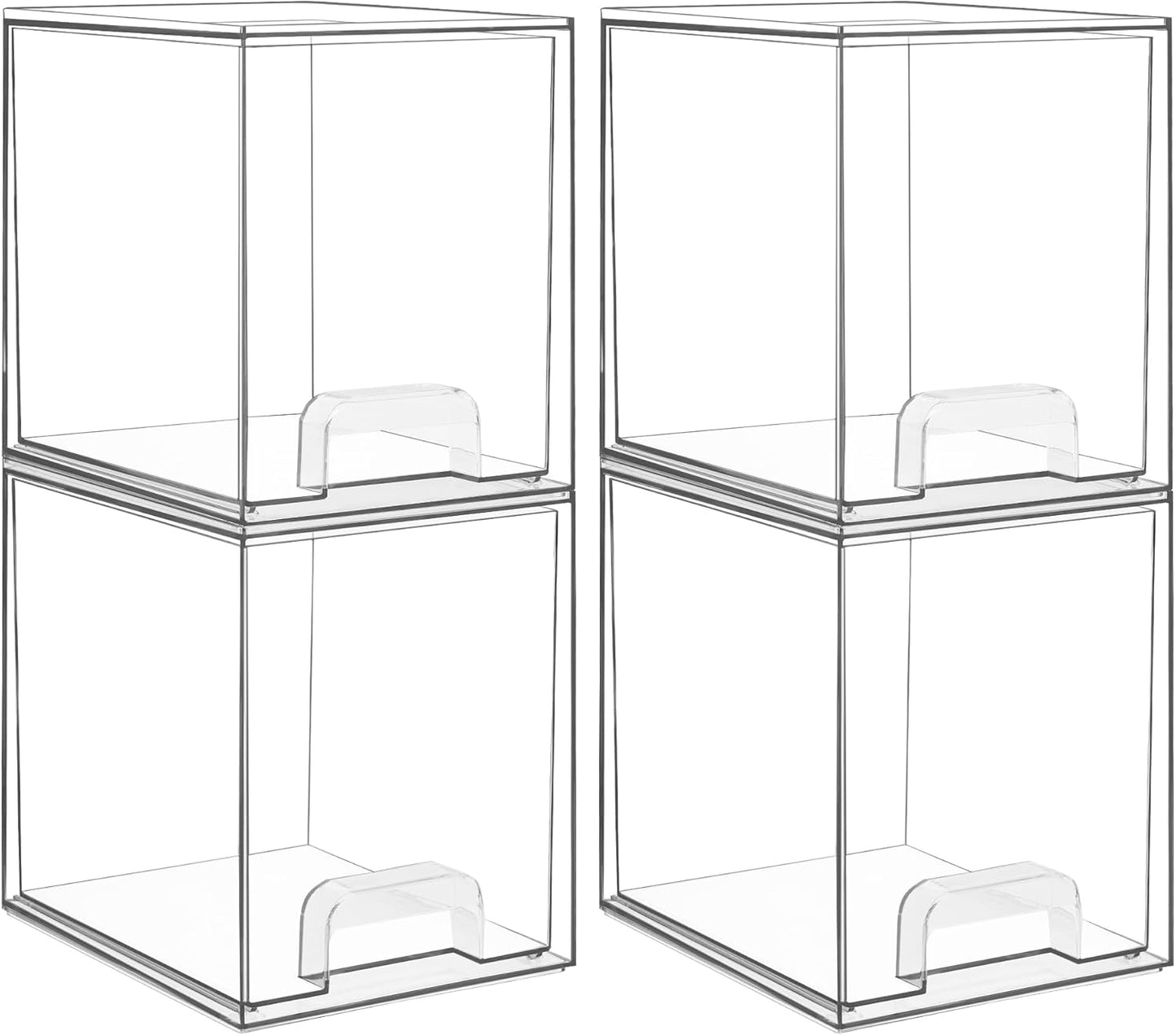 Vtopmart 3 Pack Stackable Clear Plastic Drawer Organizer, Makeup Organizers and Storage for Eyeshadow Palettes, Cosmetics, Beauty Supplies, Ideal for Vanity, Desk, Office, Bathroom Organization