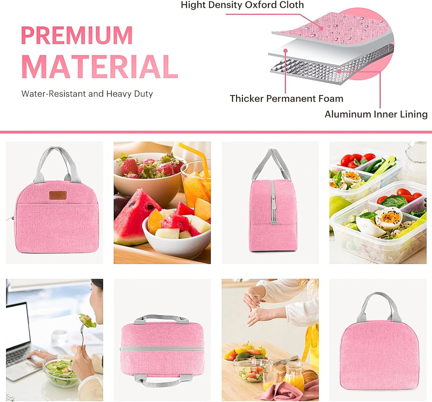 Lunch Bag for Women & Men Adult Insulated Lunch Box, Small Leakproof Cooler Food Lunch Containers Reusable High Capacity Lunch Tote Bags for Work, Travel, Outdoor
