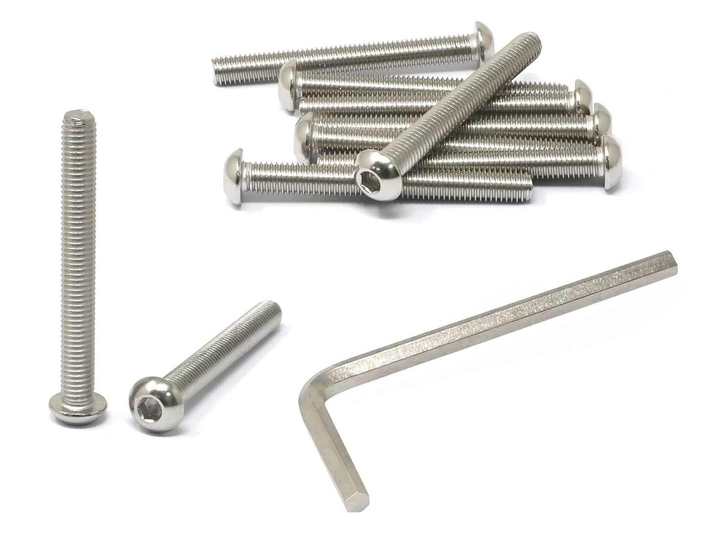 iexcell 50 Pcs M6 x 20mm Thread Pitch 1 mm Stainless Steel 304 Hex Socket Button Head Cap Screws Bolts Kit