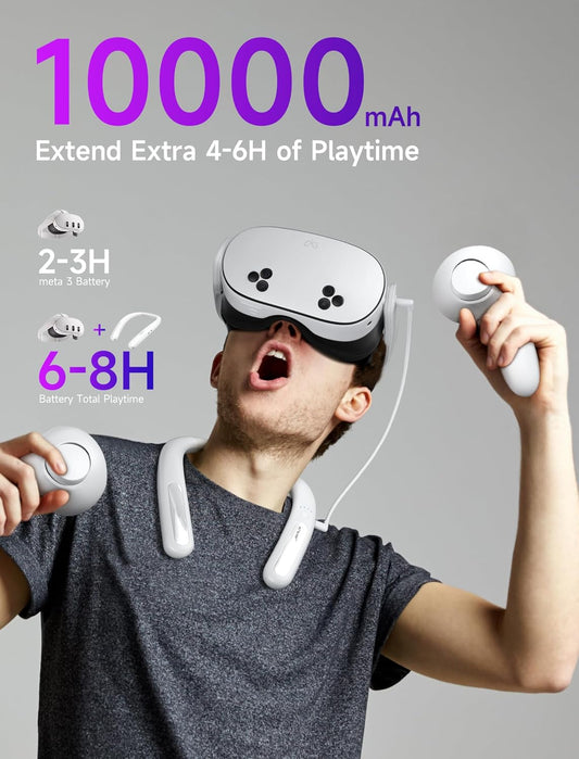 JSAUX Battery Pack for Meta Quest 3S/3/2, 10000mAh PD Fast Charger Battery Pack (Extra 4-6 H Playtime), VR Extend Power Accessories, Compatible with Oculus Quest 3/2/3S/Pro