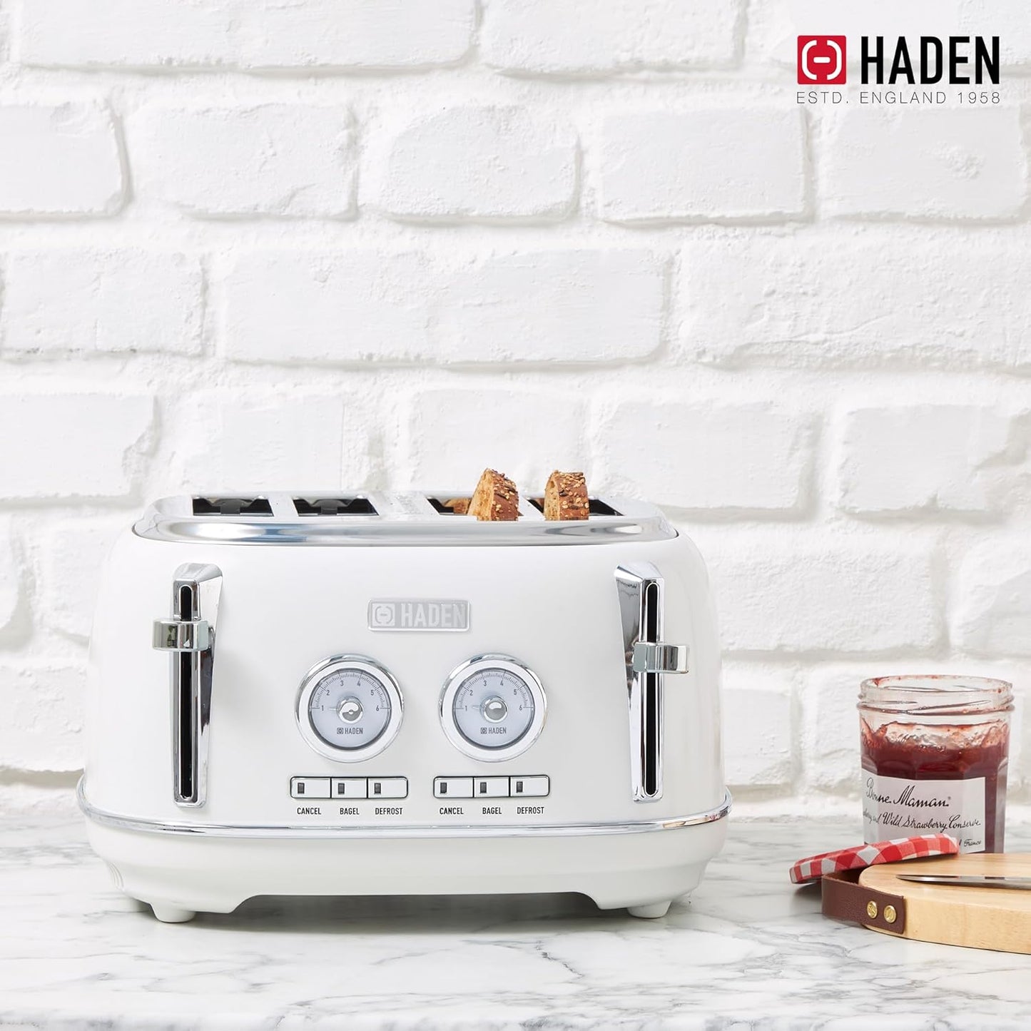Haden Dorset 75083 Stainless Steel 1500W Retro Toaster 4 Slice Wide Slot w/Removable Crumb Tray and Settings, Black/Copper Toasters w/Adjustable Browning Control, Smart Toaster