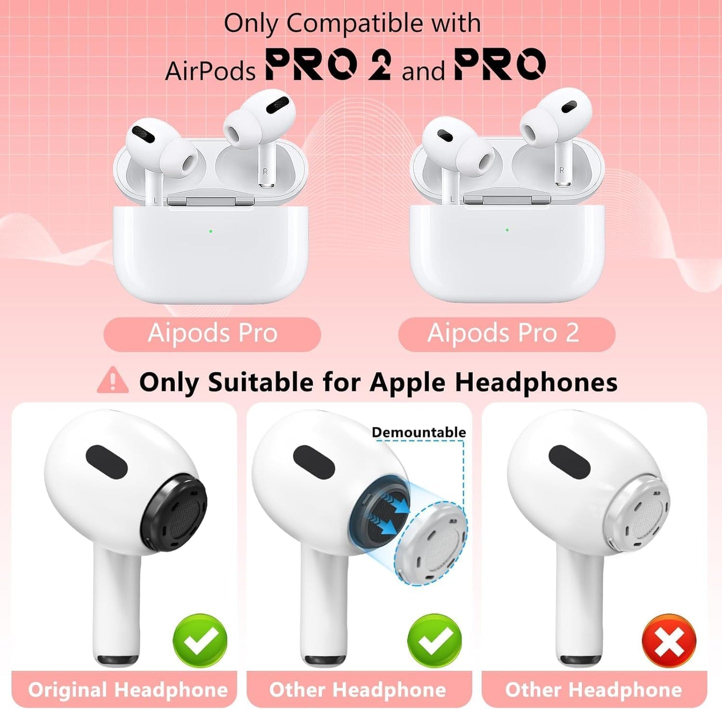 4 Pairs Replacement Ear Tips for AirPods Pro 2nd/1st Generation with Portable Storage Box & Cleaner Pen,Noise Reduction Holewith & Built-in dust Guard Screen,Silicone Ear Tips for AirPods Pro (White)